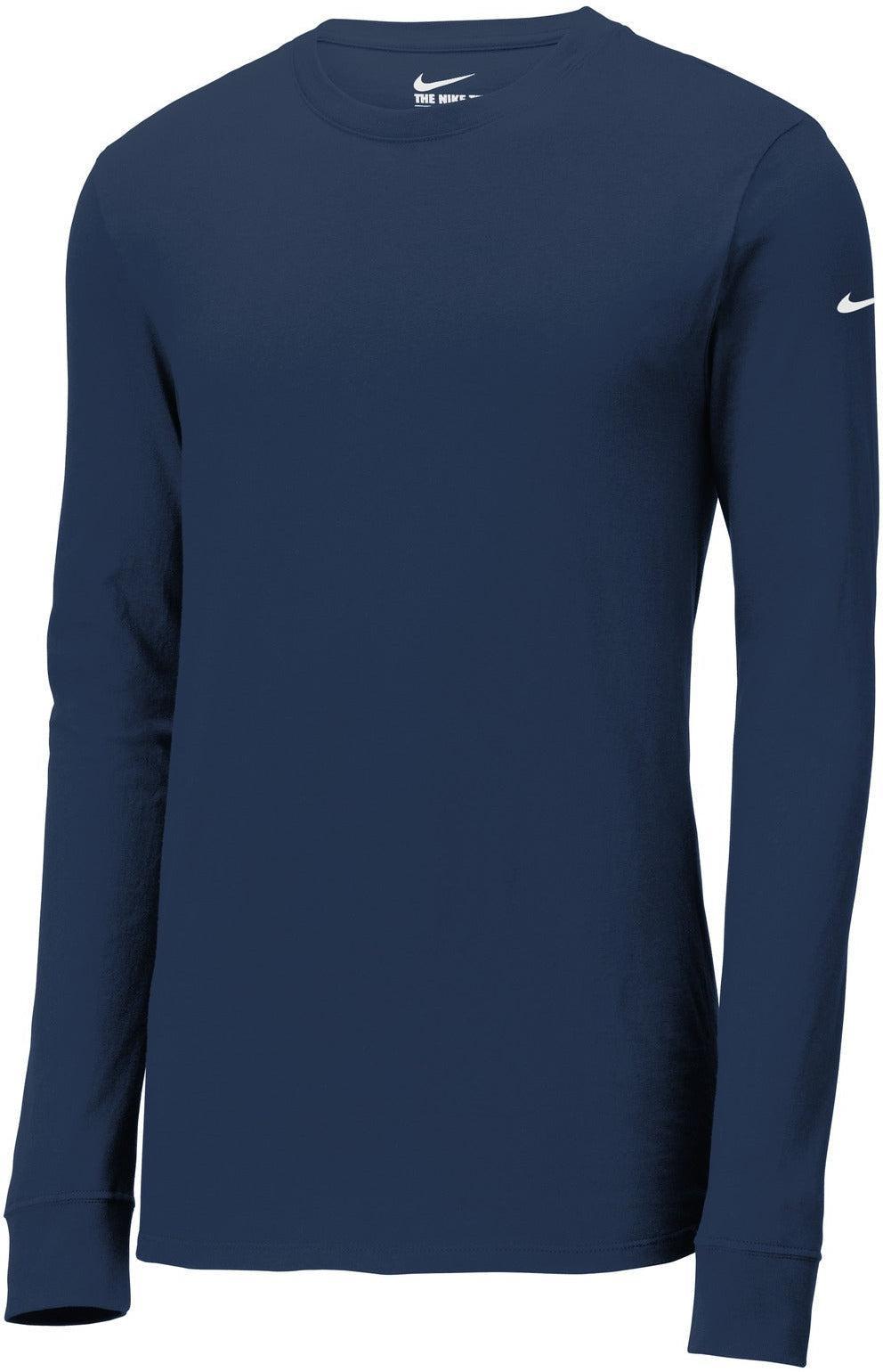 no-logo NIKE Dri-Fit Cotton/Poly Long Sleeve Tee-Regular-NIKE-College Navy-S-Thread Logic