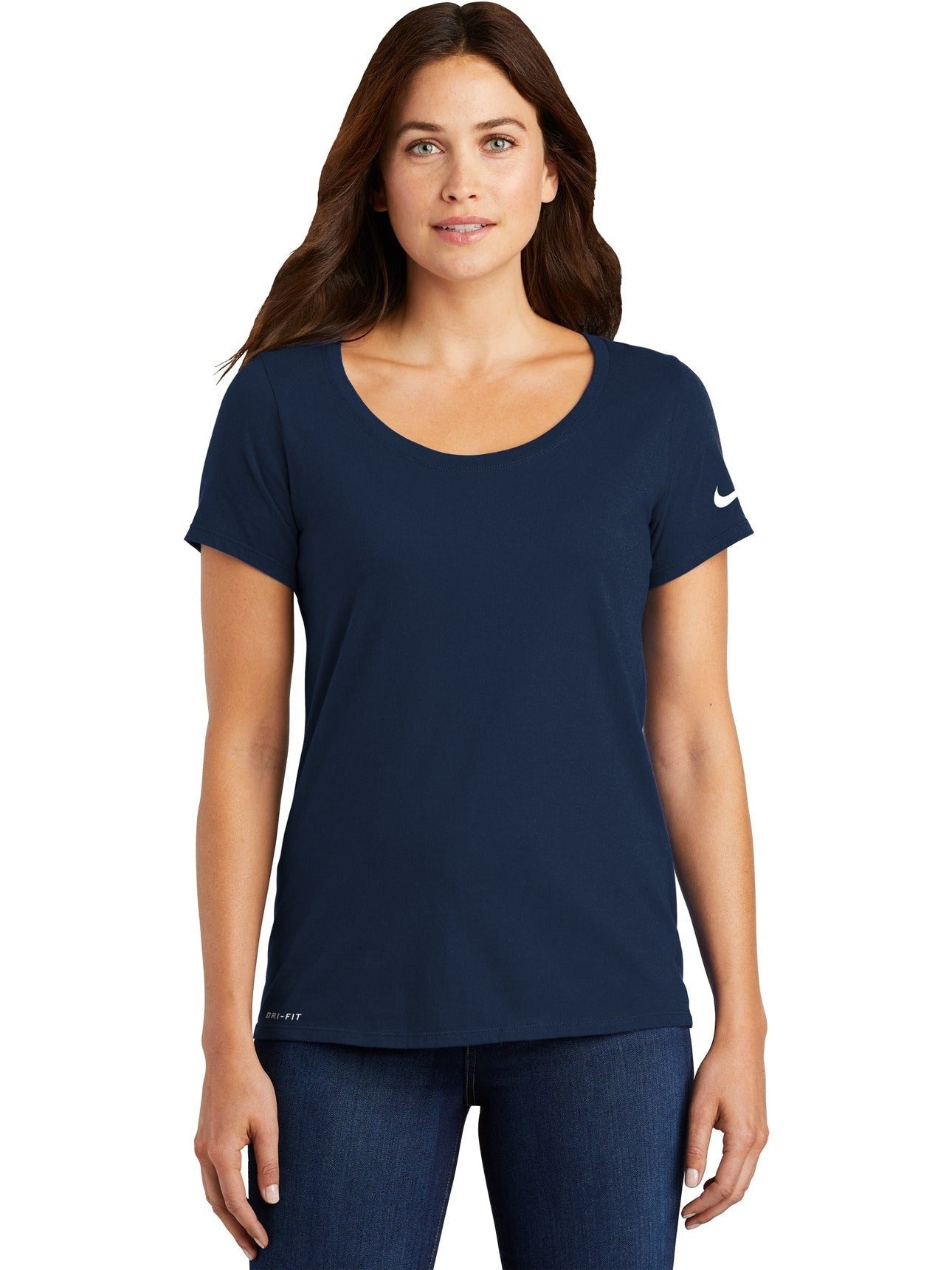 no-logo NIKE Ladies Dri-FIT Cotton/Poly Scoop Neck Tee-Regular-NIKE-Thread Logic