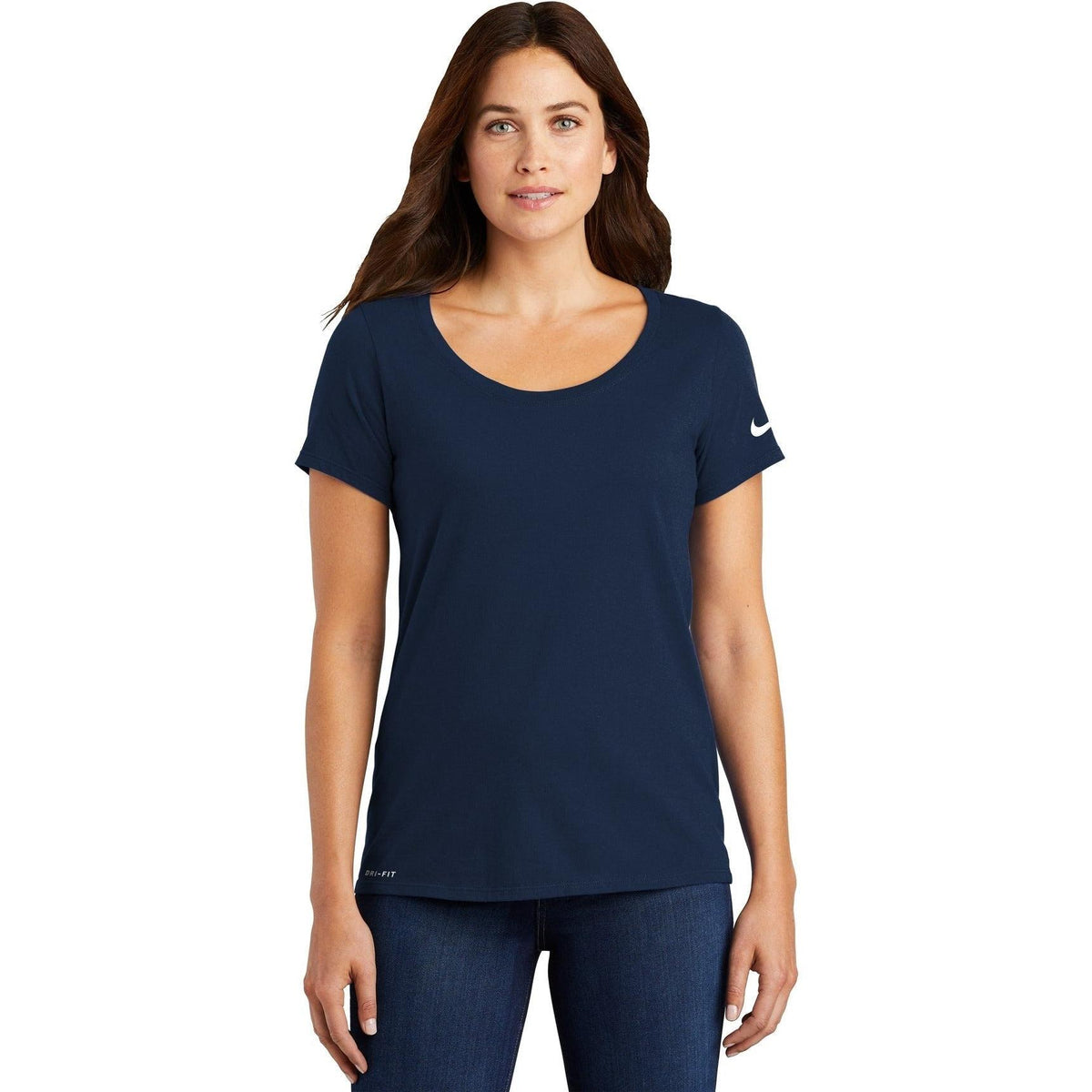 no-logo NIKE Women's Dri-FIT Cotton/Poly Scoop Neck Tee-Polos-Nike-Thread Logic