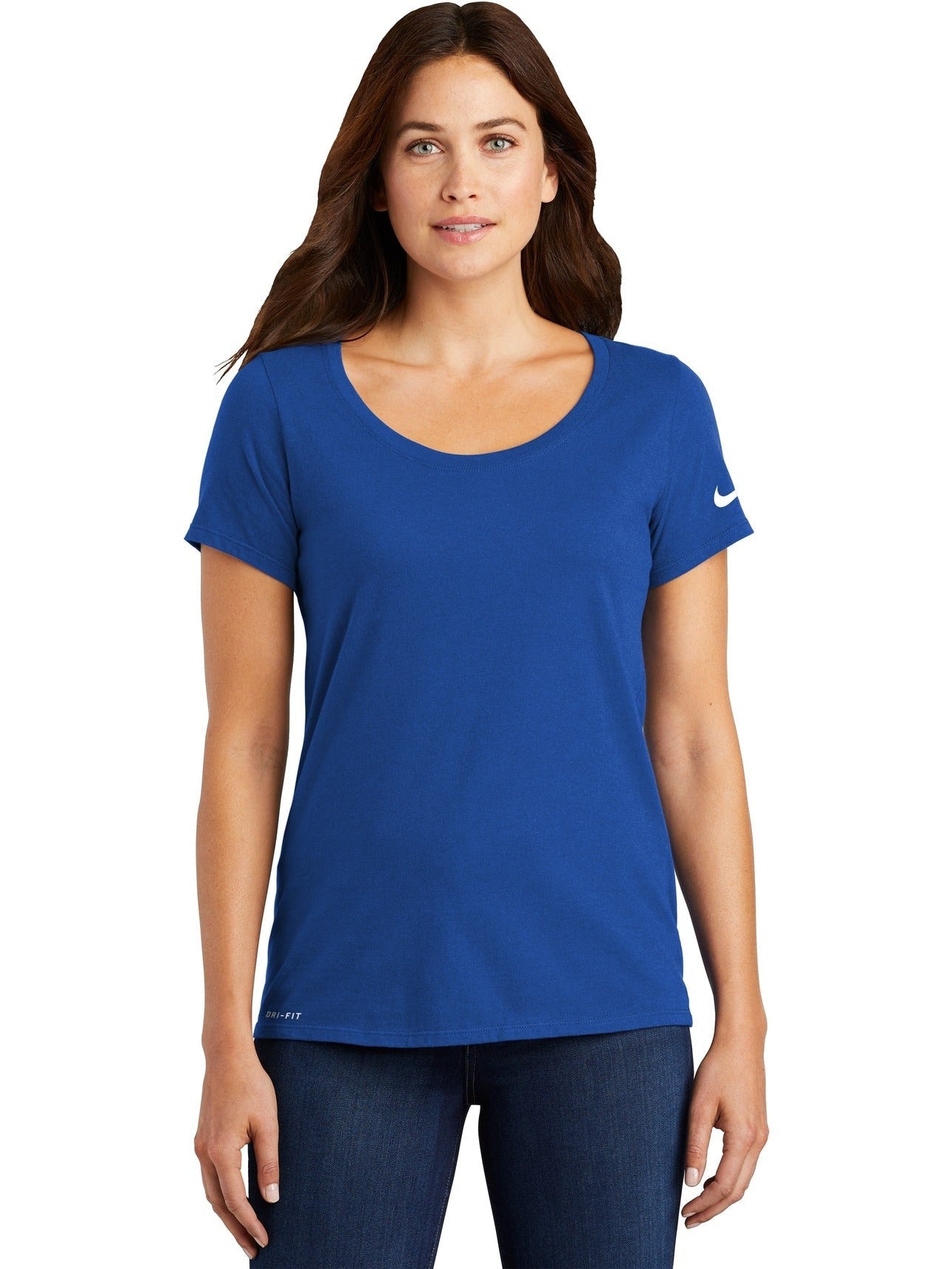 no-logo NIKE Ladies Dri-FIT Cotton/Poly Scoop Neck Tee-Regular-NIKE-Thread Logic