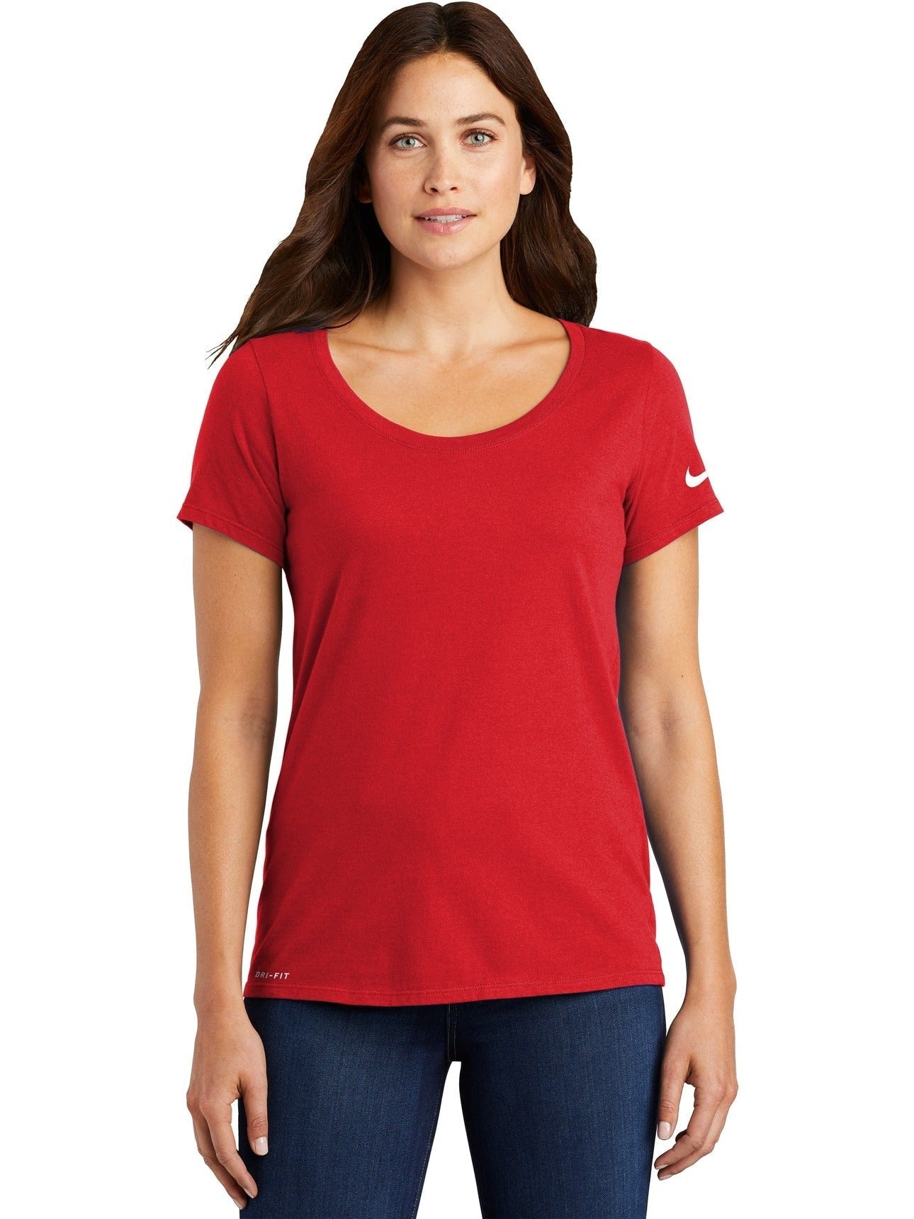 no-logo NIKE Ladies Dri-FIT Cotton/Poly Scoop Neck Tee-Regular-NIKE-Thread Logic