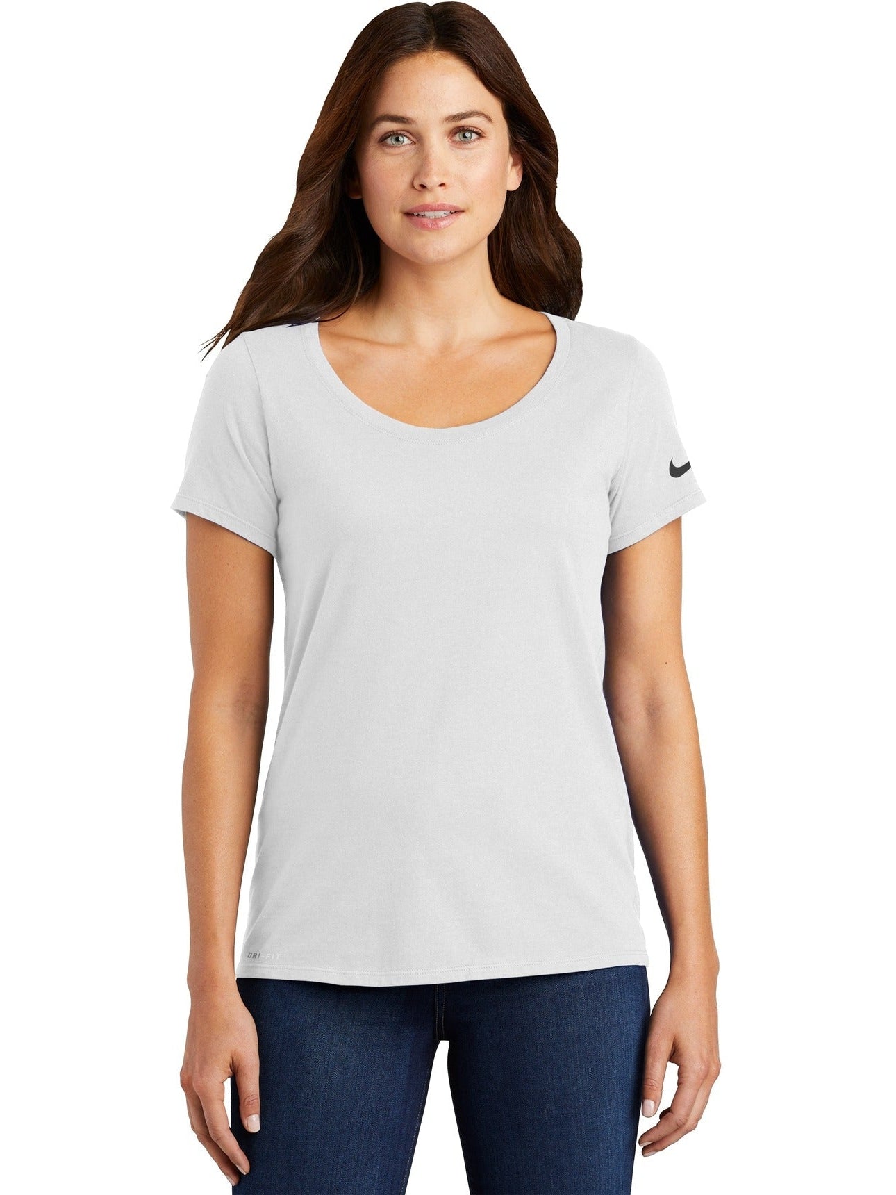 no-logo NIKE Ladies Dri-FIT Cotton/Poly Scoop Neck Tee-Regular-NIKE-Thread Logic