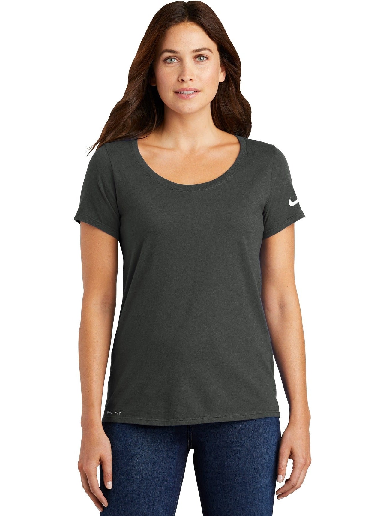 no-logo NIKE Ladies Dri-FIT Cotton/Poly Scoop Neck Tee-Regular-NIKE-Thread Logic