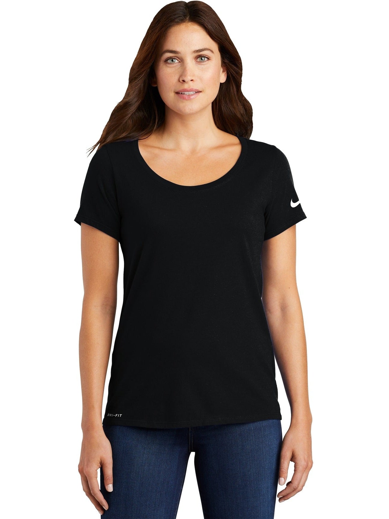 no-logo NIKE Ladies Dri-FIT Cotton/Poly Scoop Neck Tee-Regular-NIKE-Thread Logic