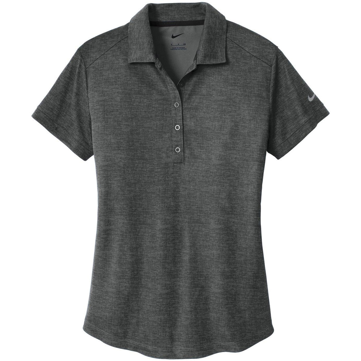 no-logo NIKE Women's Dri-FIT Crosshatch Polo-Active-Nike-Anthracite/Black-S-Thread Logic