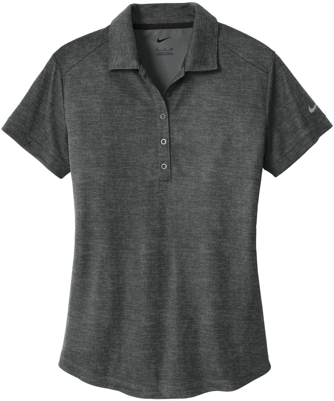 No-Logo CLOSEOUT - NIKE Ladies Dri-FIT Crosshatch Polo-Active-Nike-Anthracite/Black-S-Thread Logic