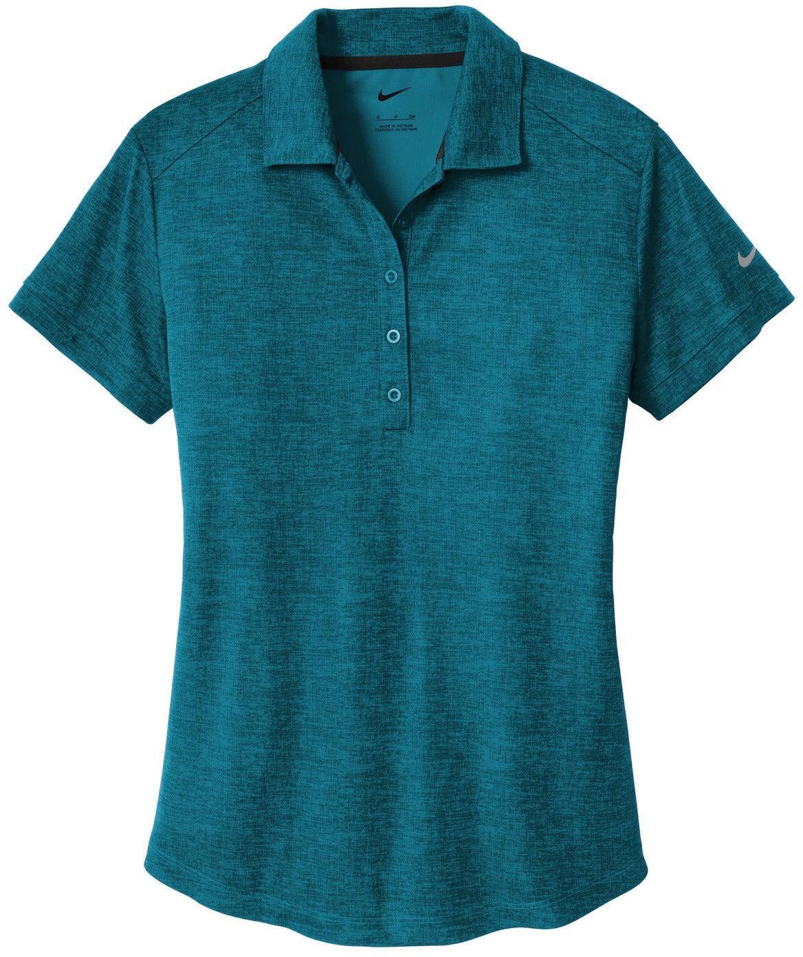 No-Logo CLOSEOUT - NIKE Ladies Dri-FIT Crosshatch Polo-Active-Nike-Blustery/Navy-S-Thread Logic