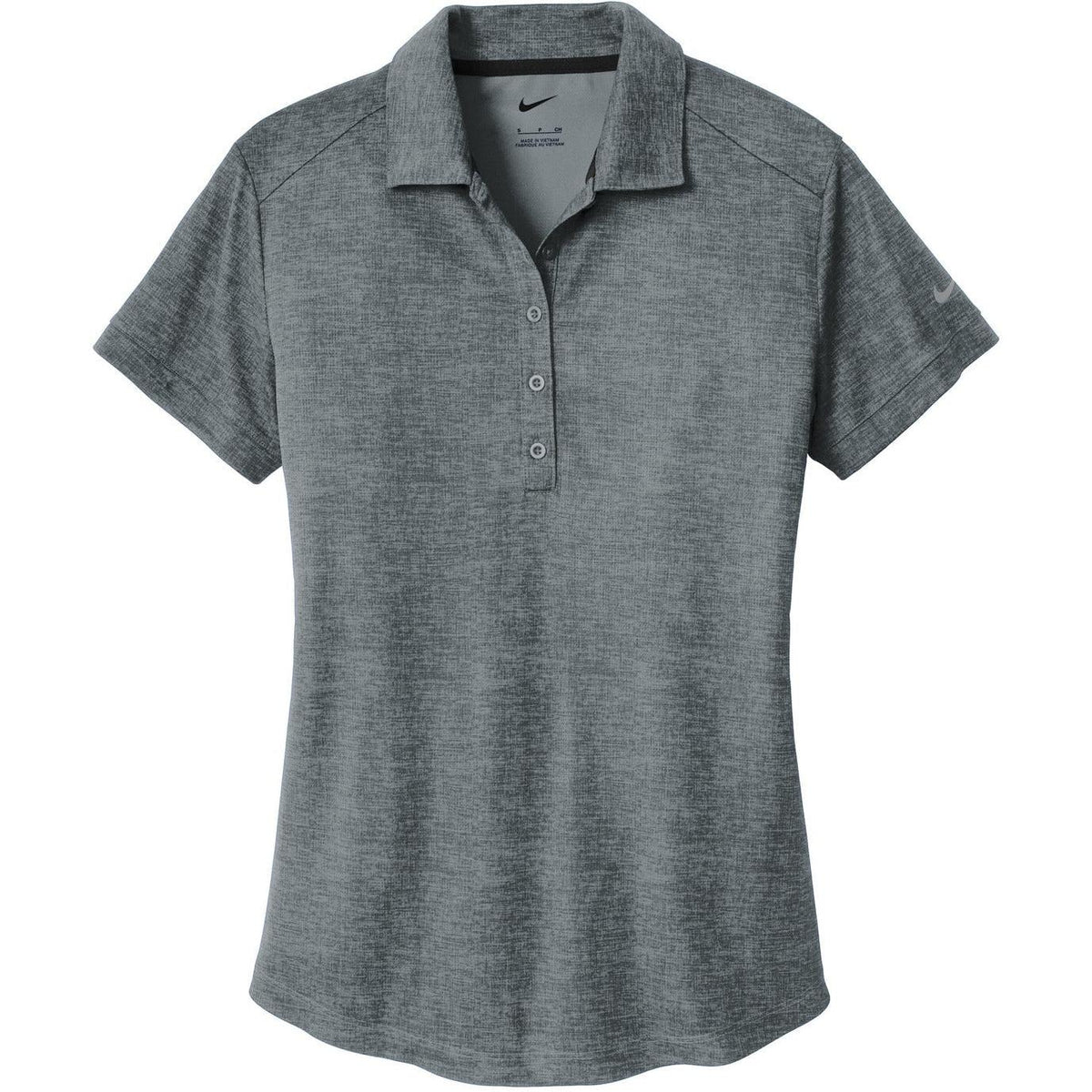 no-logo CLOSEOUT - NIKE Ladies Dri-FIT Crosshatch Polo-Active-Nike-Cool Grey/Anthracite-S-Thread Logic