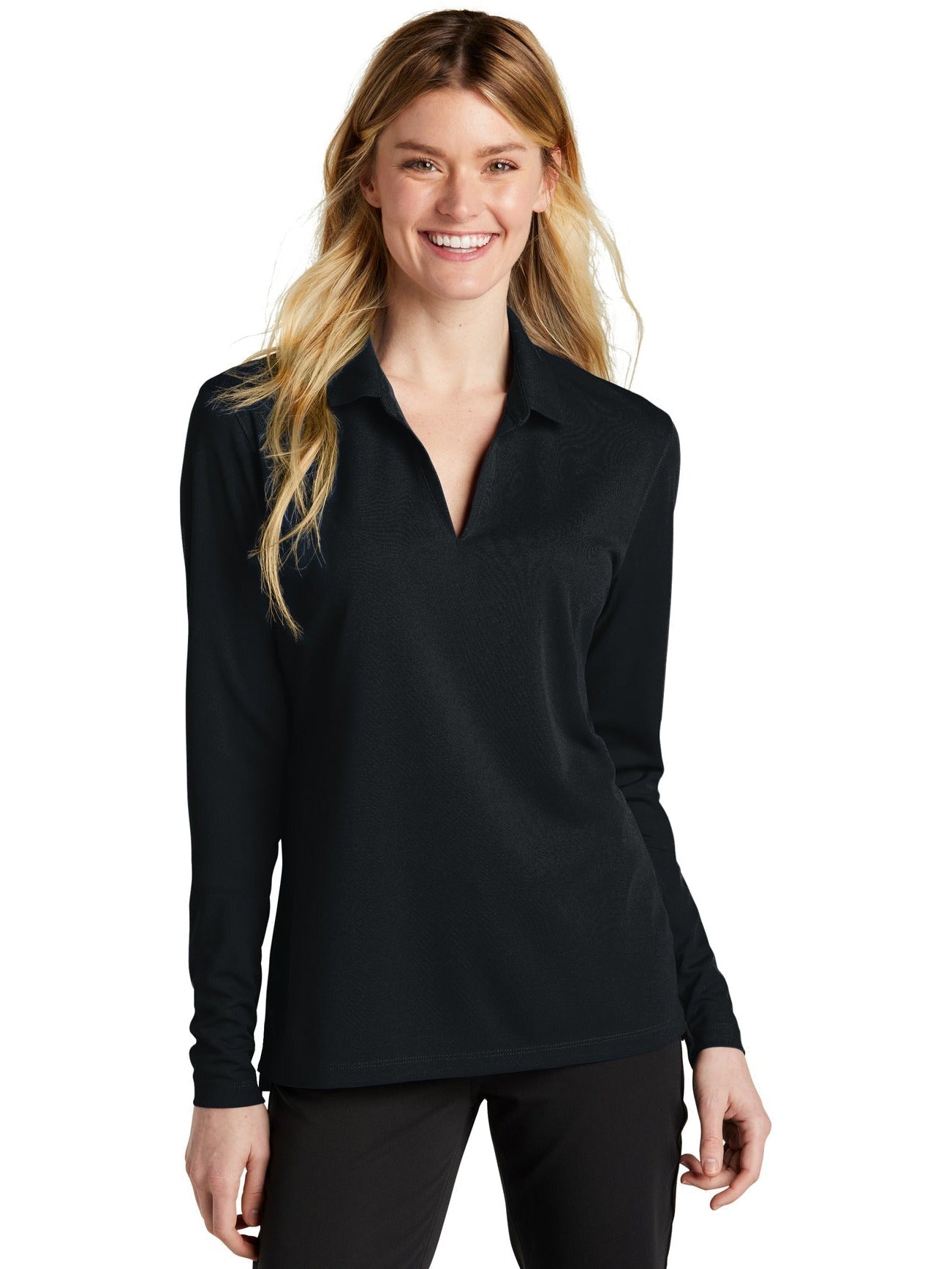 no-logo NIKE Ladies Dri-FIT Micro Pique 2.0 Long Sleeve Polo-Regular-NIKE-Thread Logic