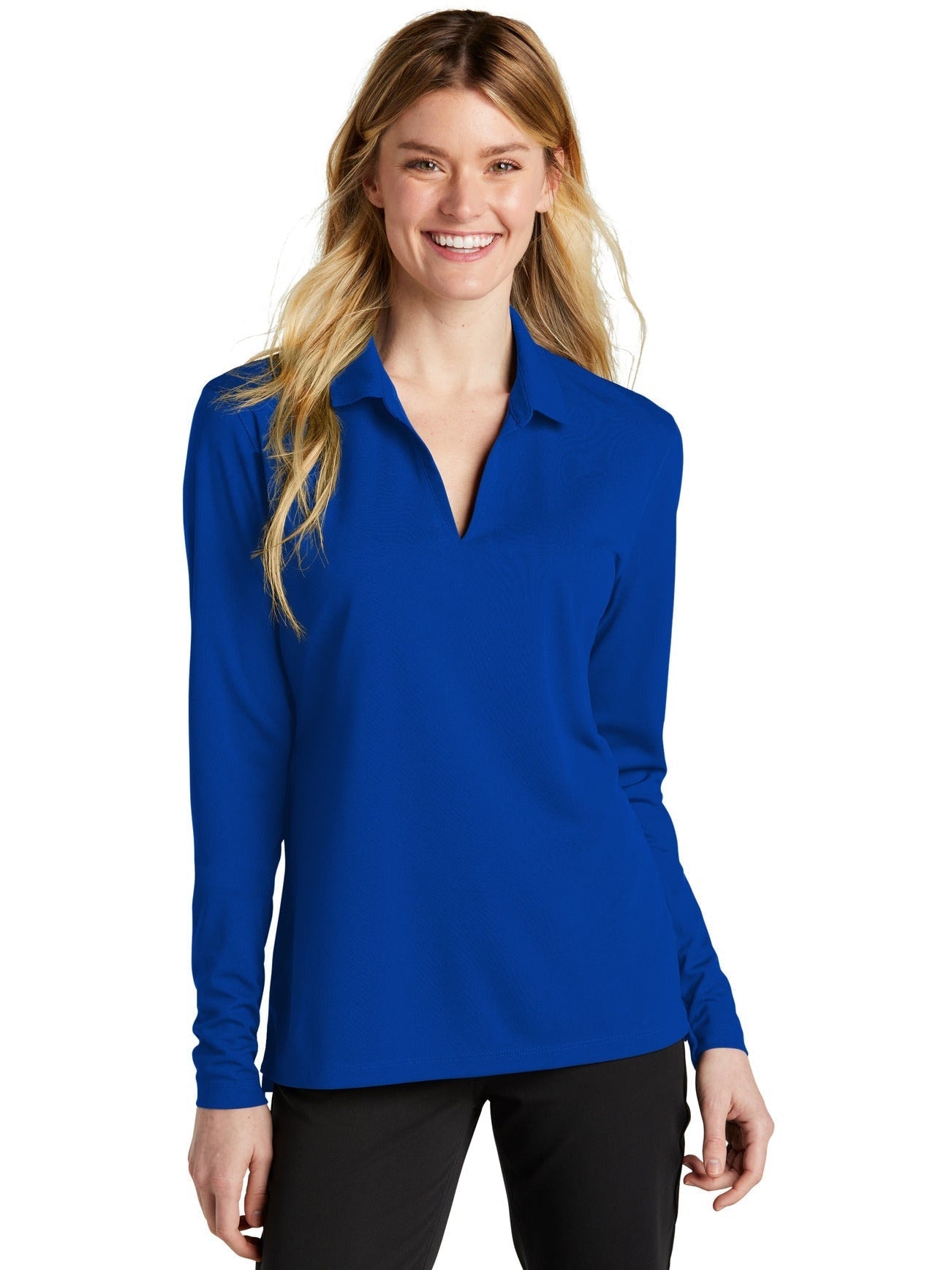 no-logo NIKE Ladies Dri-FIT Micro Pique 2.0 Long Sleeve Polo-Regular-NIKE-Thread Logic