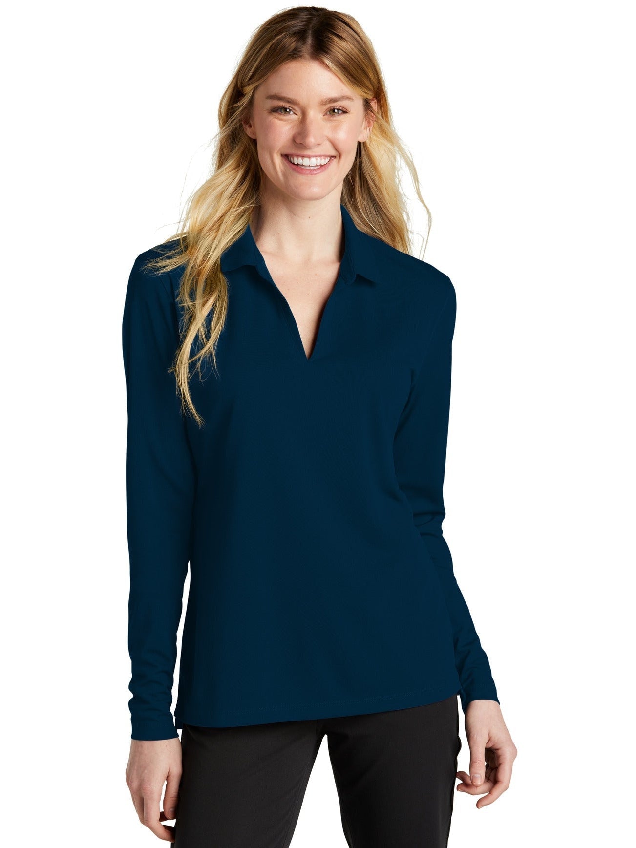 no-logo NIKE Ladies Dri-FIT Micro Pique 2.0 Long Sleeve Polo-Regular-NIKE-Thread Logic