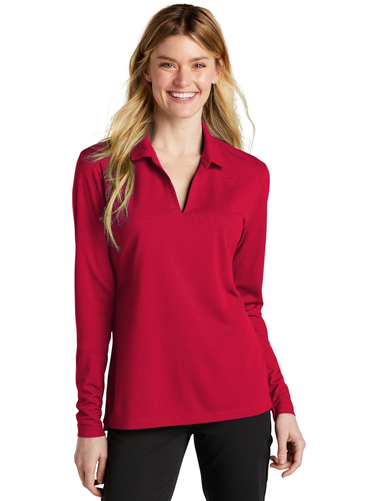 no-logo NIKE Ladies Dri-FIT Micro Pique 2.0 Long Sleeve Polo-Regular-NIKE-Thread Logic