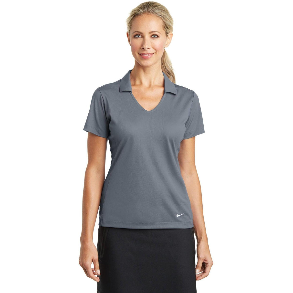 no-logo NIKE Women's Dri-FIT Vertical Mesh Polo-Regular-Nike-Thread Logic