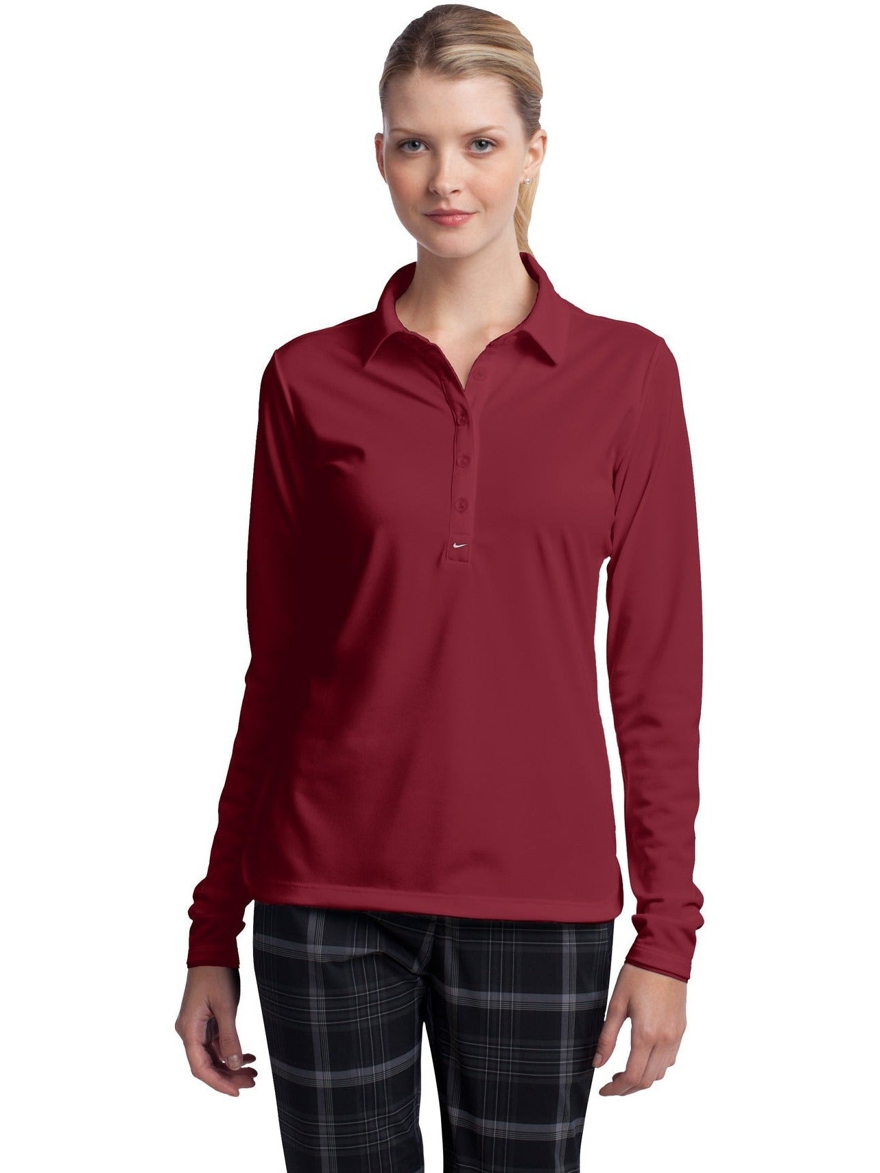 no-logo NIKE Ladies Long Sleeve Dri-FIT Stretch Tech Polo-Regular-NIKE-Thread Logic