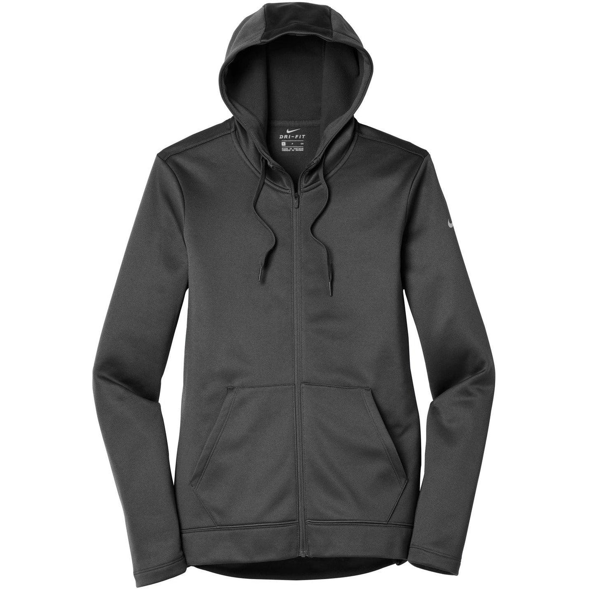 no-logo NIKE Women's Therma-FIT Full-Zip Fleece Hoodie-Full Zips-Nike-Anthracite-S-Thread Logic