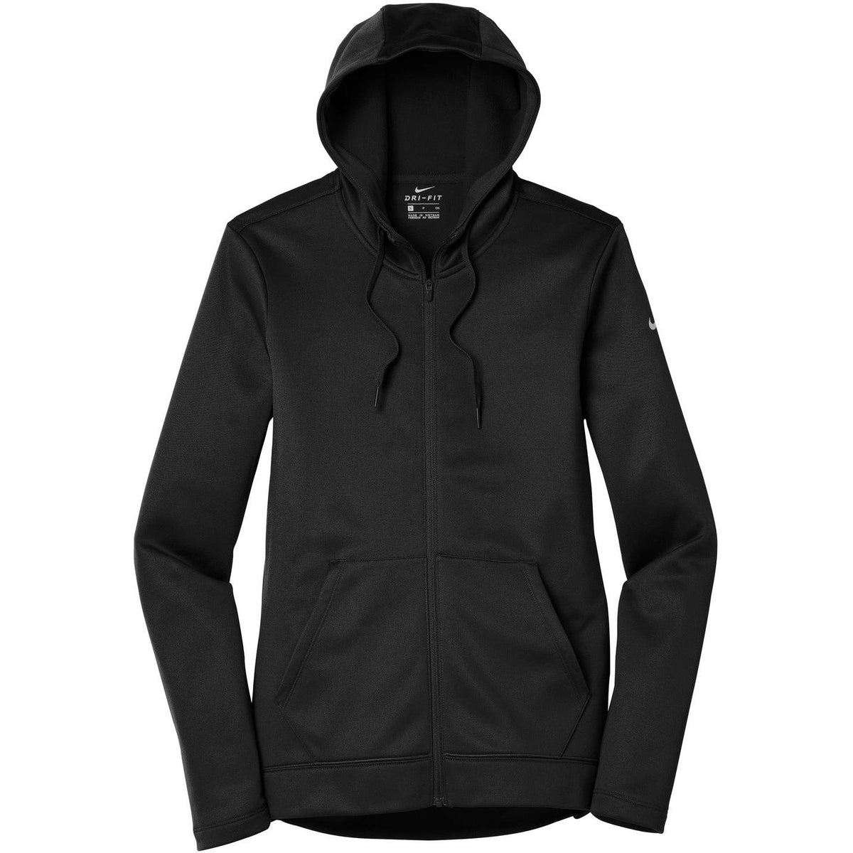 no-logo NIKE Women's Therma-FIT Full-Zip Fleece Hoodie-Full Zips-Nike-Black-S-Thread Logic