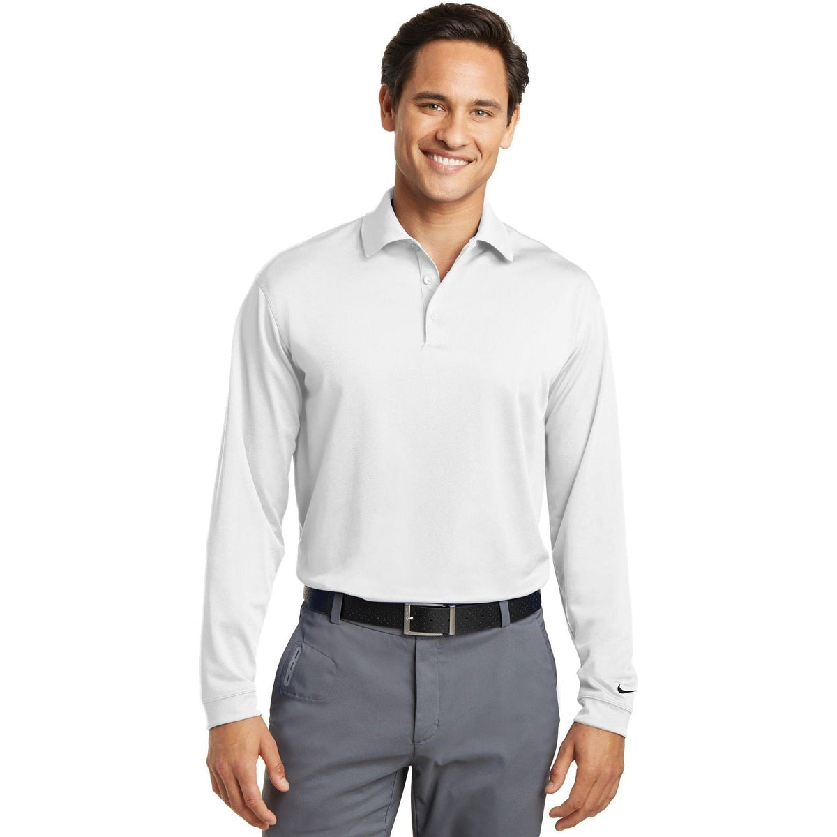 no-logo NIKE Long Sleeve Dri-FIT Stretch Tech Polo-Polos-Nike-Thread Logic
