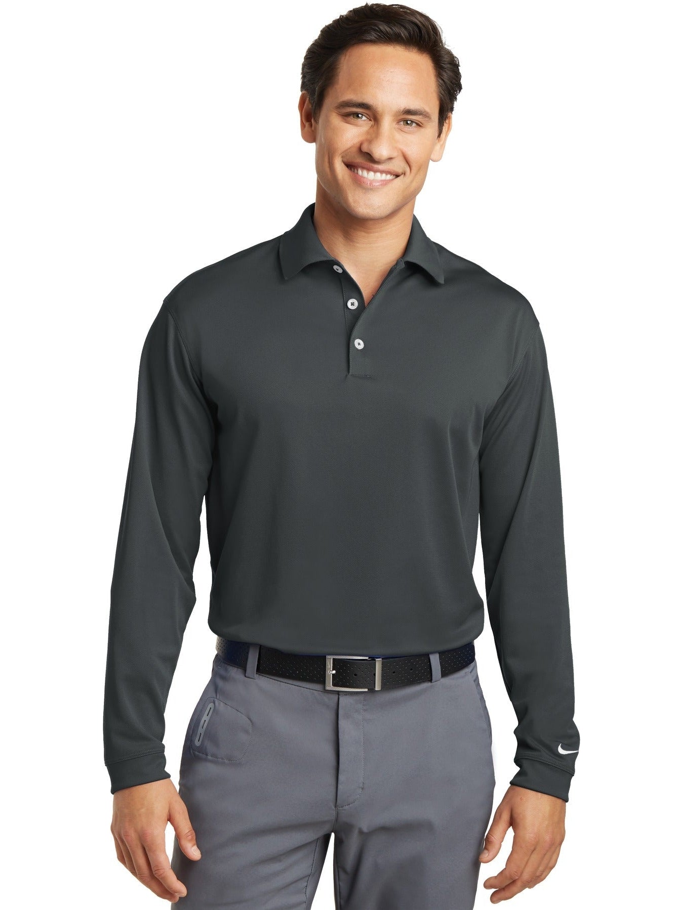 no-logo NIKE Long Sleeve Dri-FIT Stretch Tech Polo-Regular-NIKE-Thread Logic