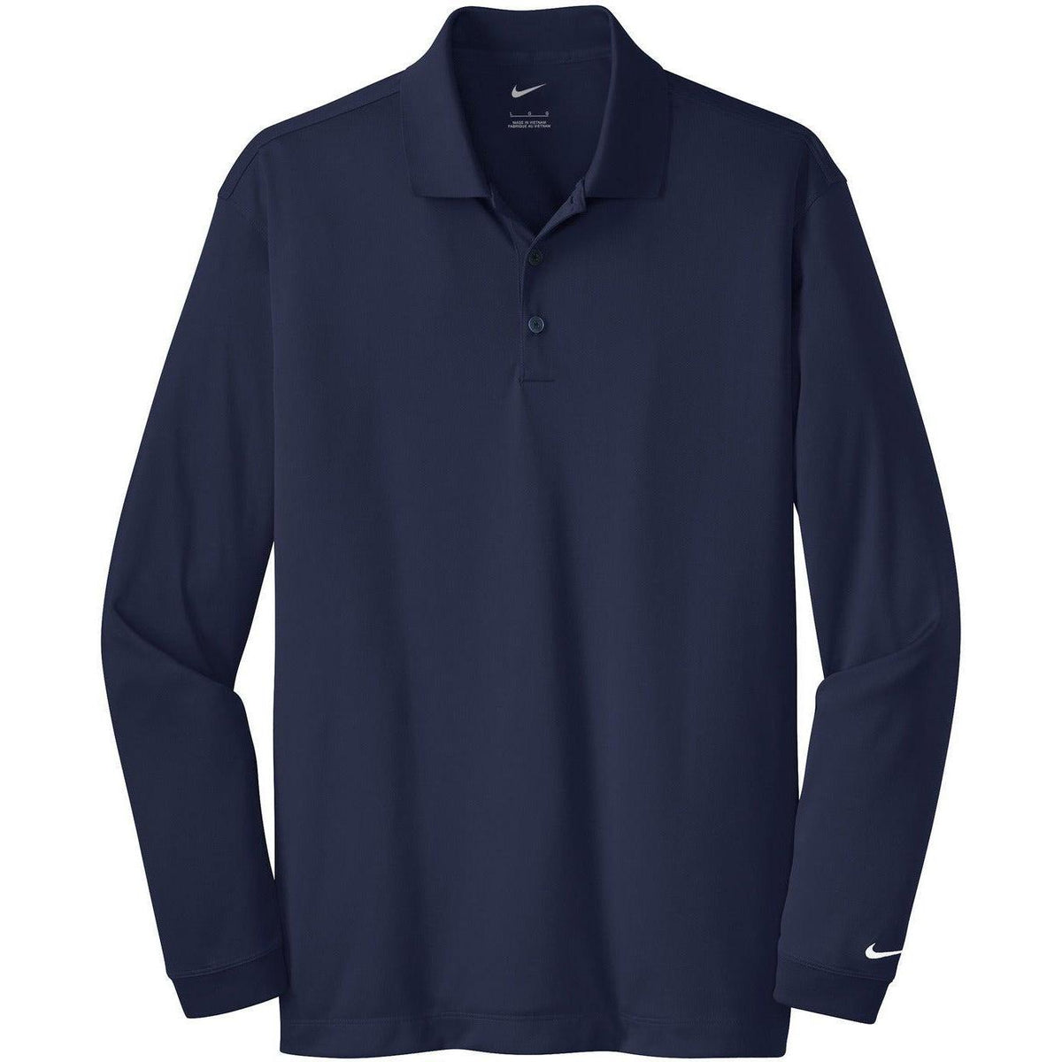 no-logo NIKE Long Sleeve Dri-FIT Stretch Tech Polo-Polos-Nike-Midnight Navy-XS-Thread Logic
