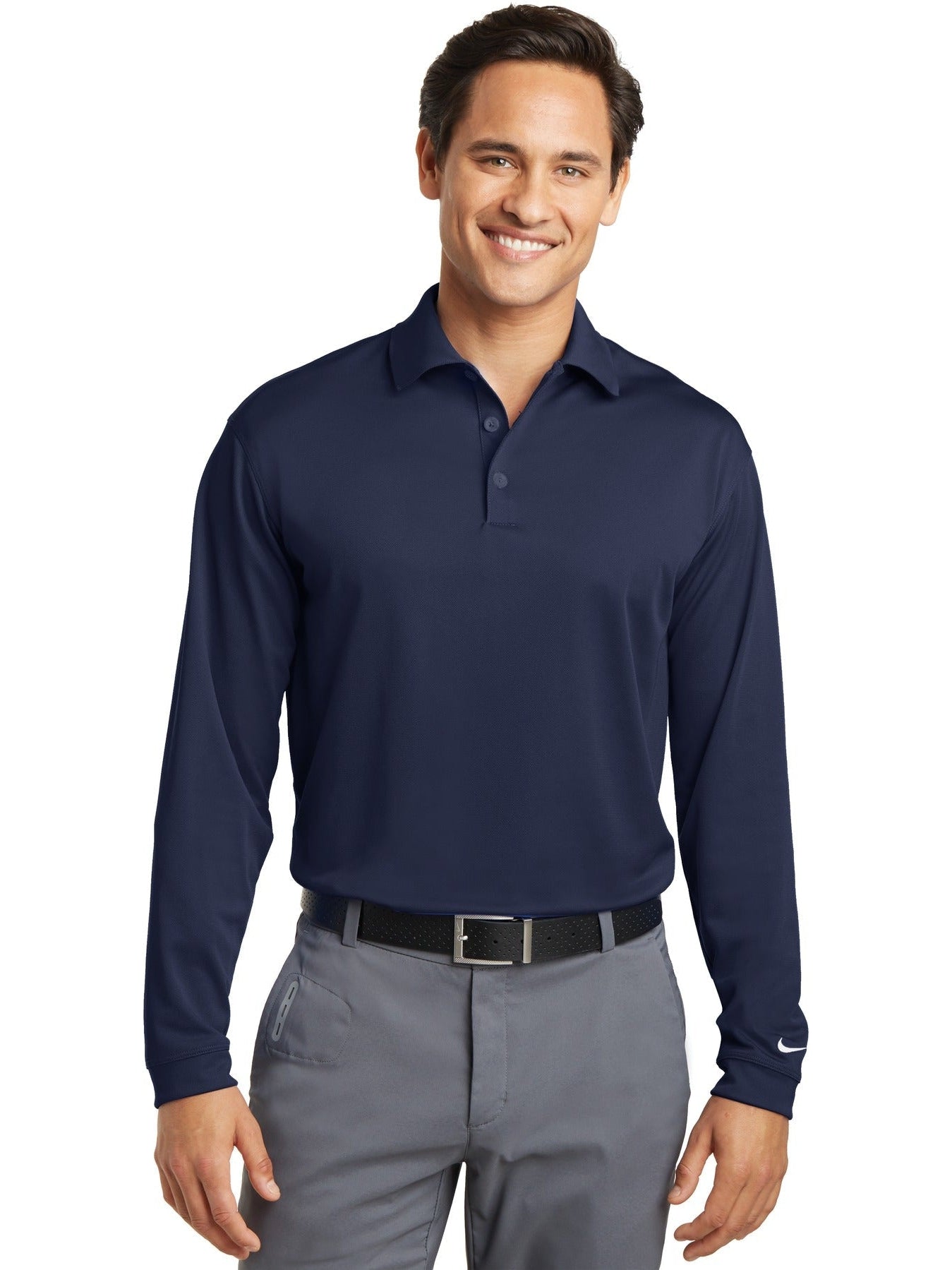 no-logo NIKE Tall Long Sleeve Dri-FIT Stretch Tech Polo-Regular-NIKE-Thread Logic