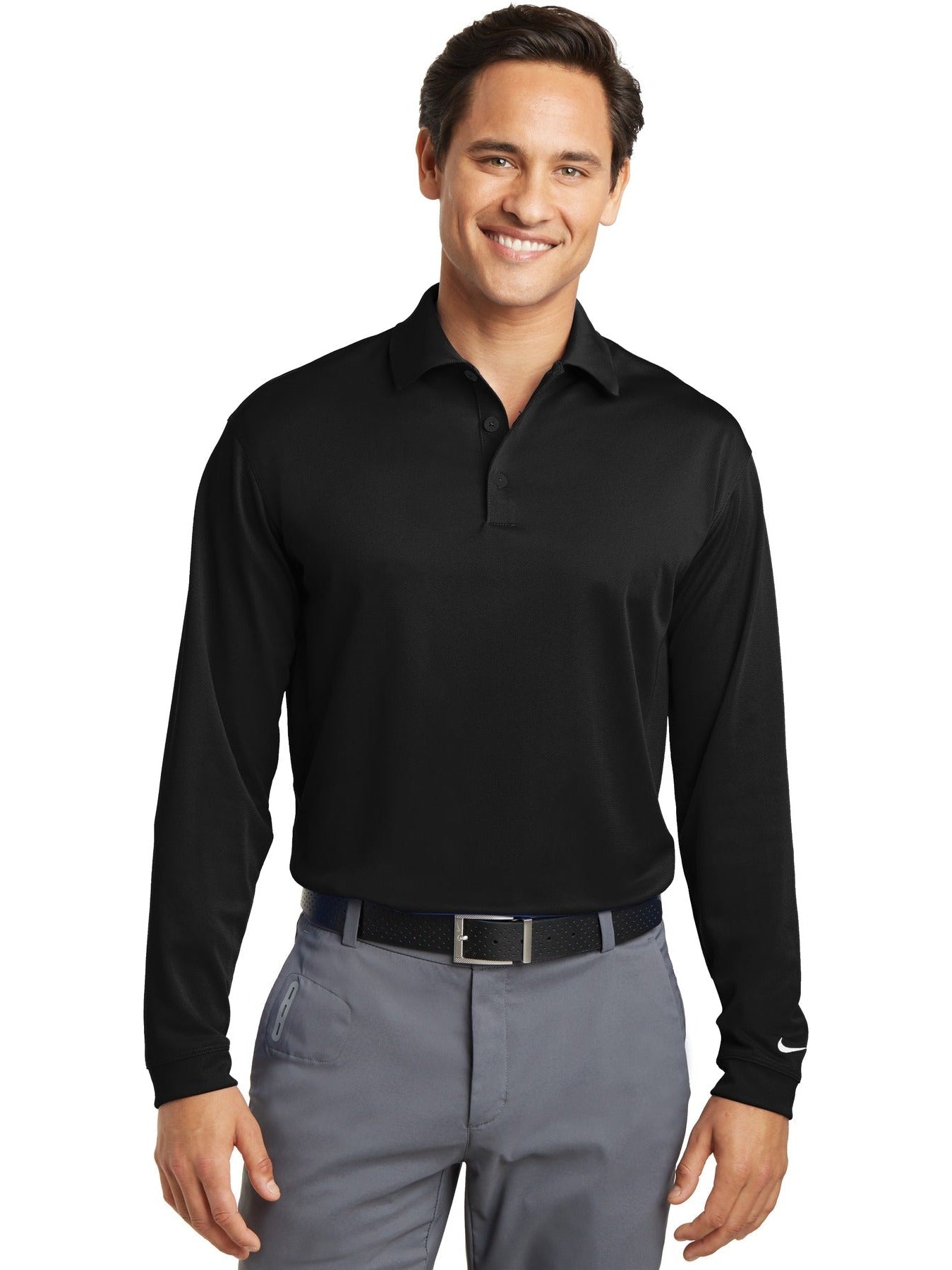 no-logo NIKE Tall Long Sleeve Dri-FIT Stretch Tech Polo-Regular-NIKE-Thread Logic