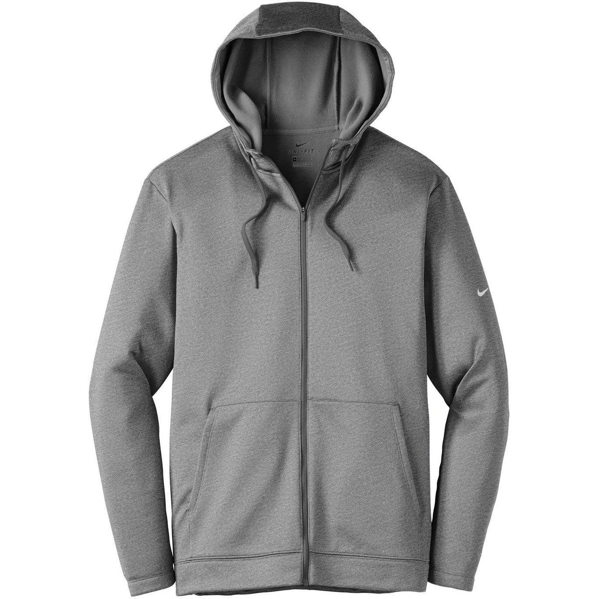 no-logo NIKE Therma-FIT Full-Zip Fleece Hoodie-Full Zips-Nike-Dark Grey Heather-XS-Thread Logic