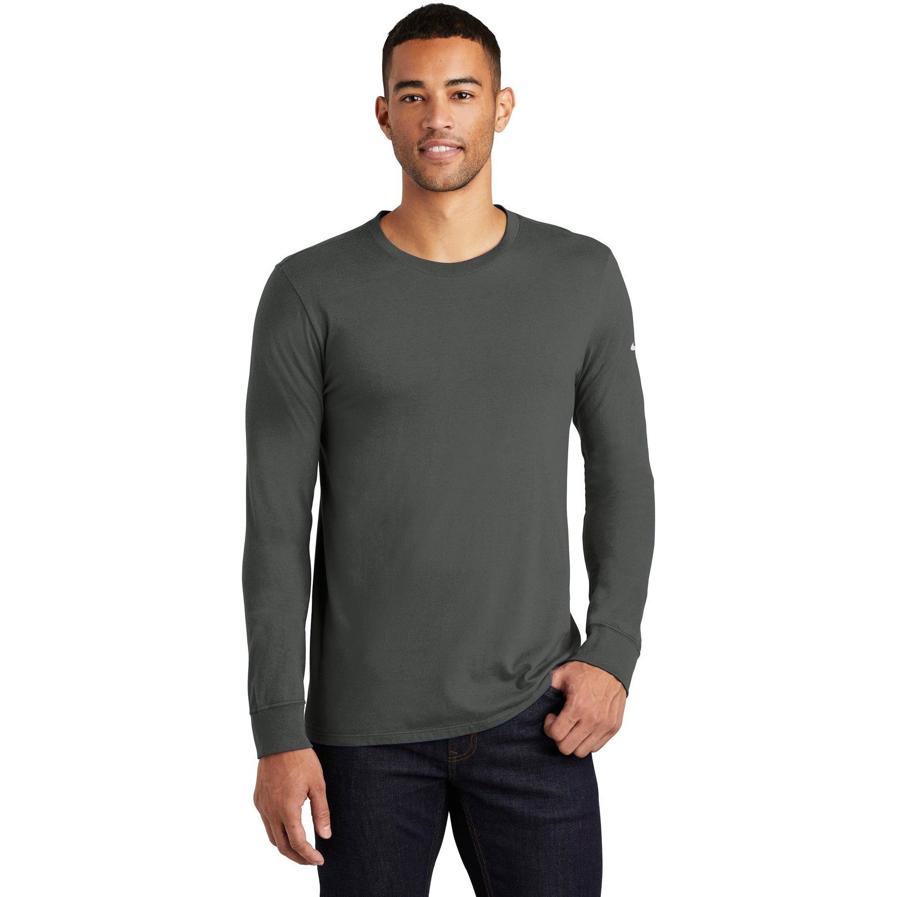no-logo CLOSEOUT - Nike Core Cotton Long Sleeve Tee-Nike-Anthracite-2XL-Thread Logic
