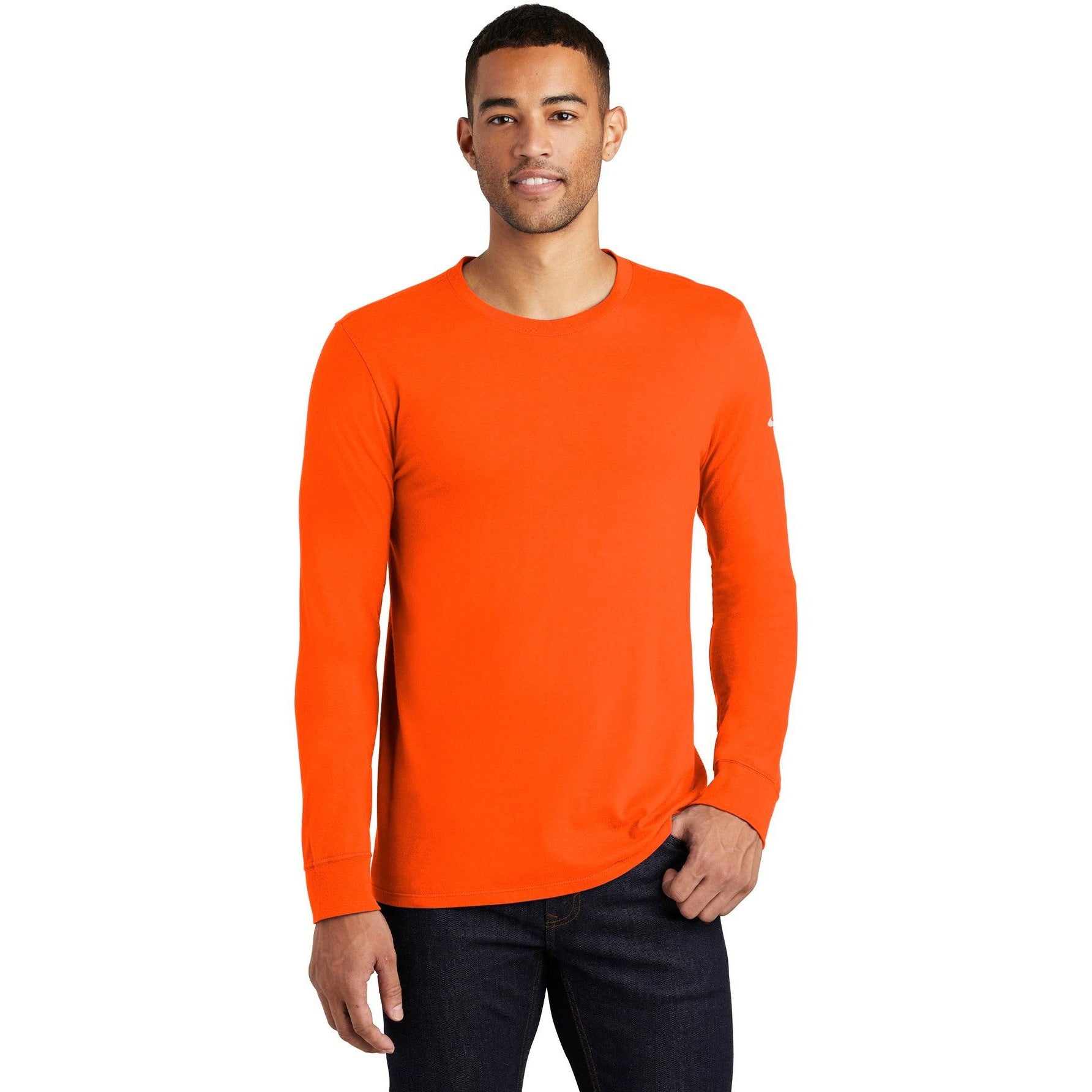 no-logo CLOSEOUT - Nike Core Cotton Long Sleeve Tee-Nike-Brilliant Orange-XS-Thread Logic