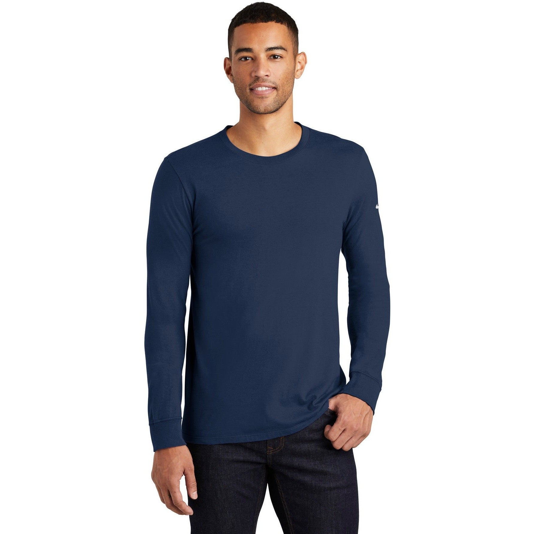 no-logo CLOSEOUT - Nike Core Cotton Long Sleeve Tee-Nike-College Navy-S-Thread Logic