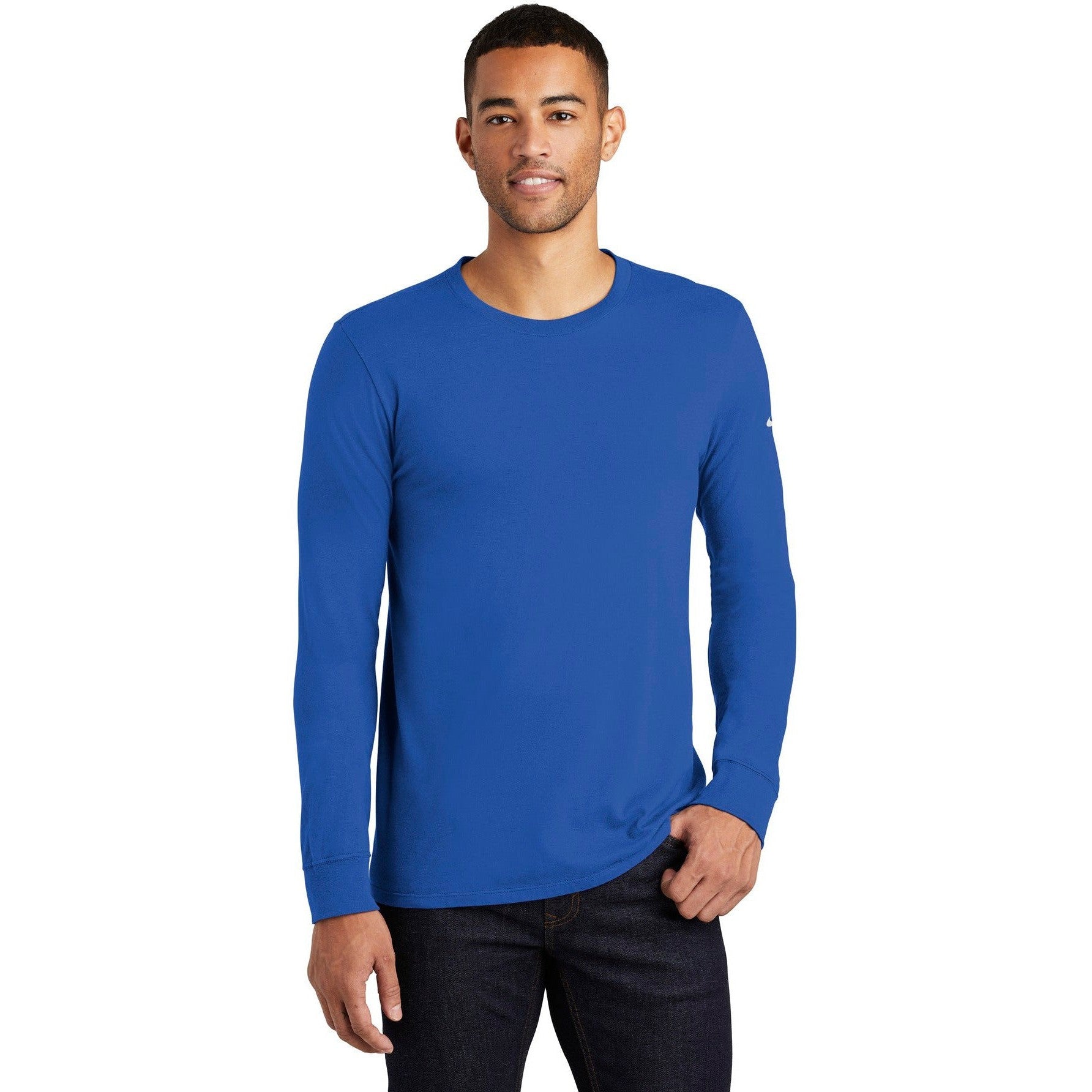 no-logo CLOSEOUT - Nike Core Cotton Long Sleeve Tee-Nike-Rush Blue-S-Thread Logic