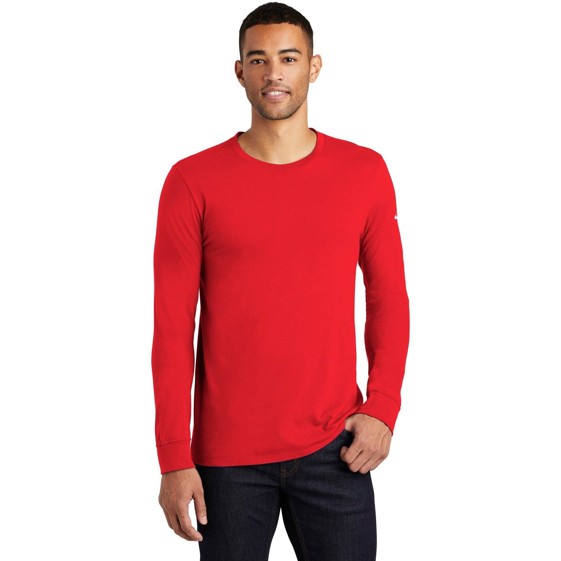 no-logo CLOSEOUT - Nike Core Cotton Long Sleeve Tee-Nike-University Red-L-Thread Logic