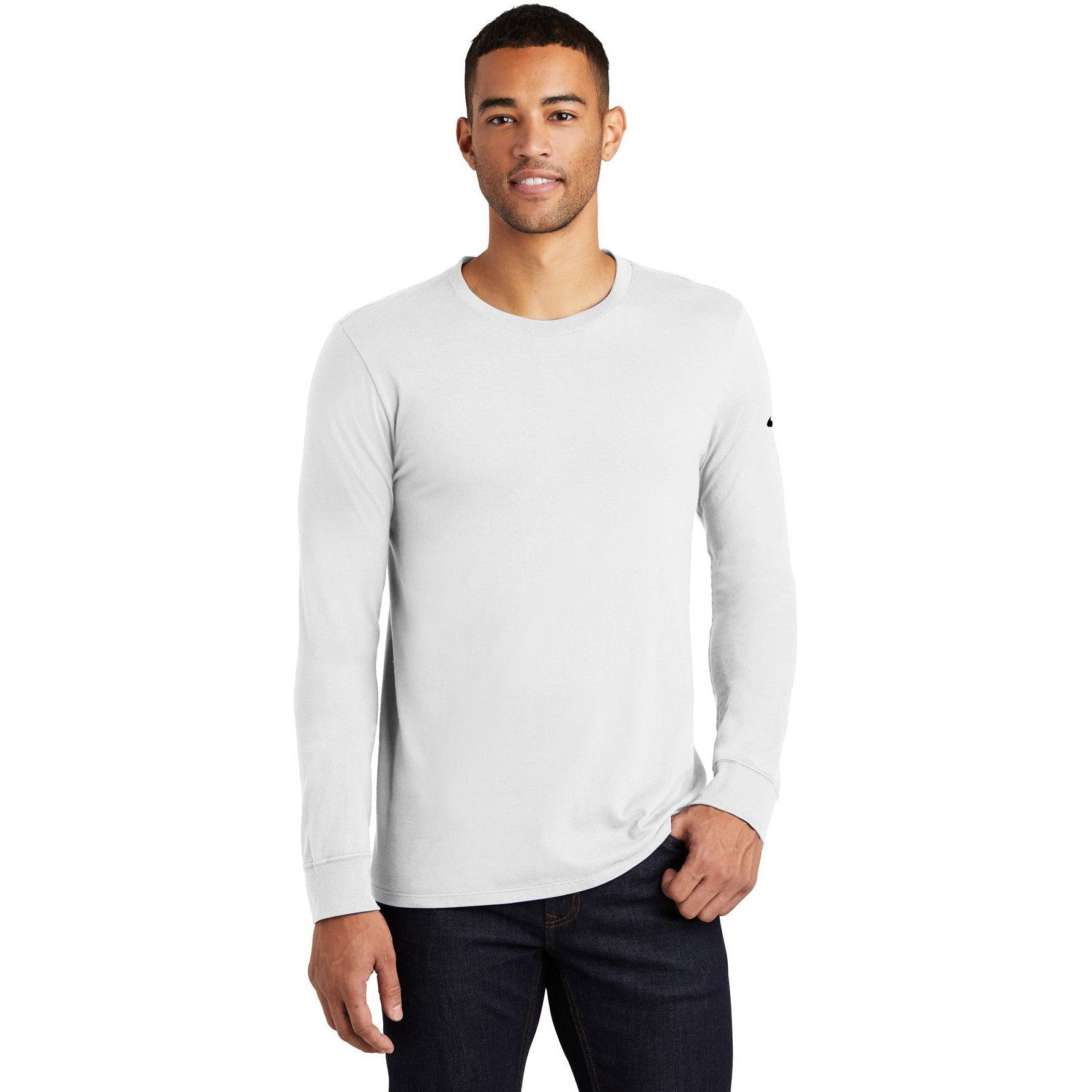 no-logo CLOSEOUT - Nike Core Cotton Long Sleeve Tee-Nike-White-4XL-Thread Logic