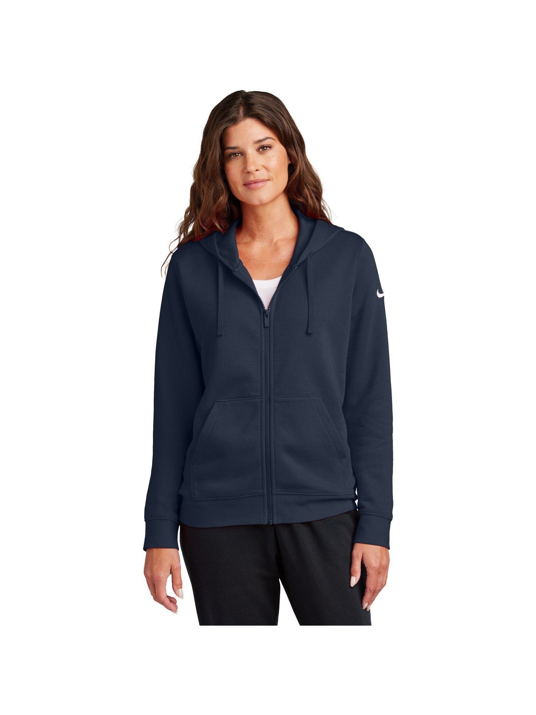 no-logo Nike Ladies Club Fleece Sleeve Swoosh Full-Zip Hoodie-Nike-Thread Logic