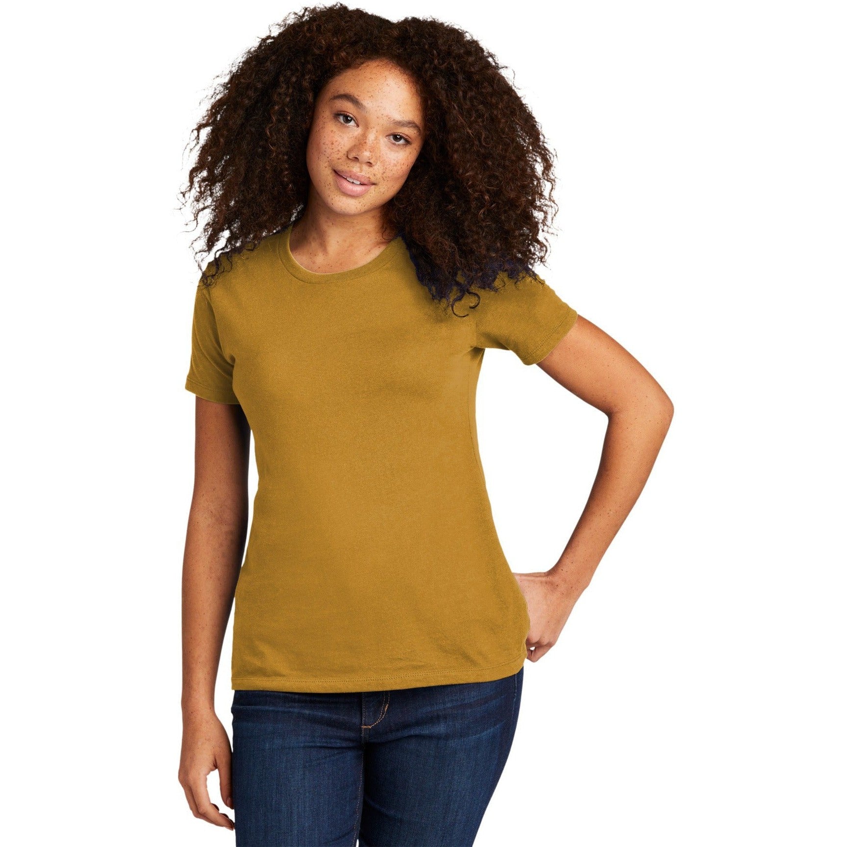 no-logo CLOSEOUT - Next Level Apparel Women's Cotton Tee-Next Level-Antique Gold-XS-Thread Logic