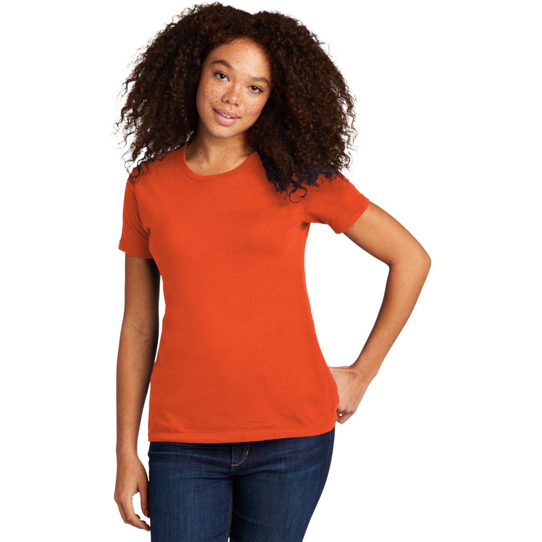 no-logo CLOSEOUT - Next Level Apparel Women's Cotton Tee-Next Level-Classic Orange-XS-Thread Logic