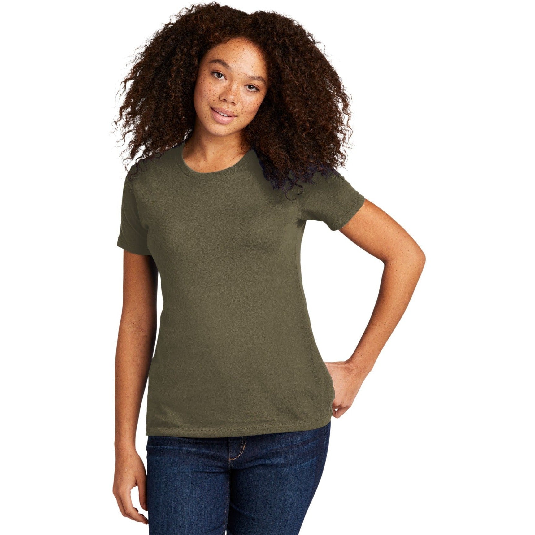 no-logo CLOSEOUT - Next Level Apparel Women's Cotton Tee-Next Level-Military Green-XS-Thread Logic