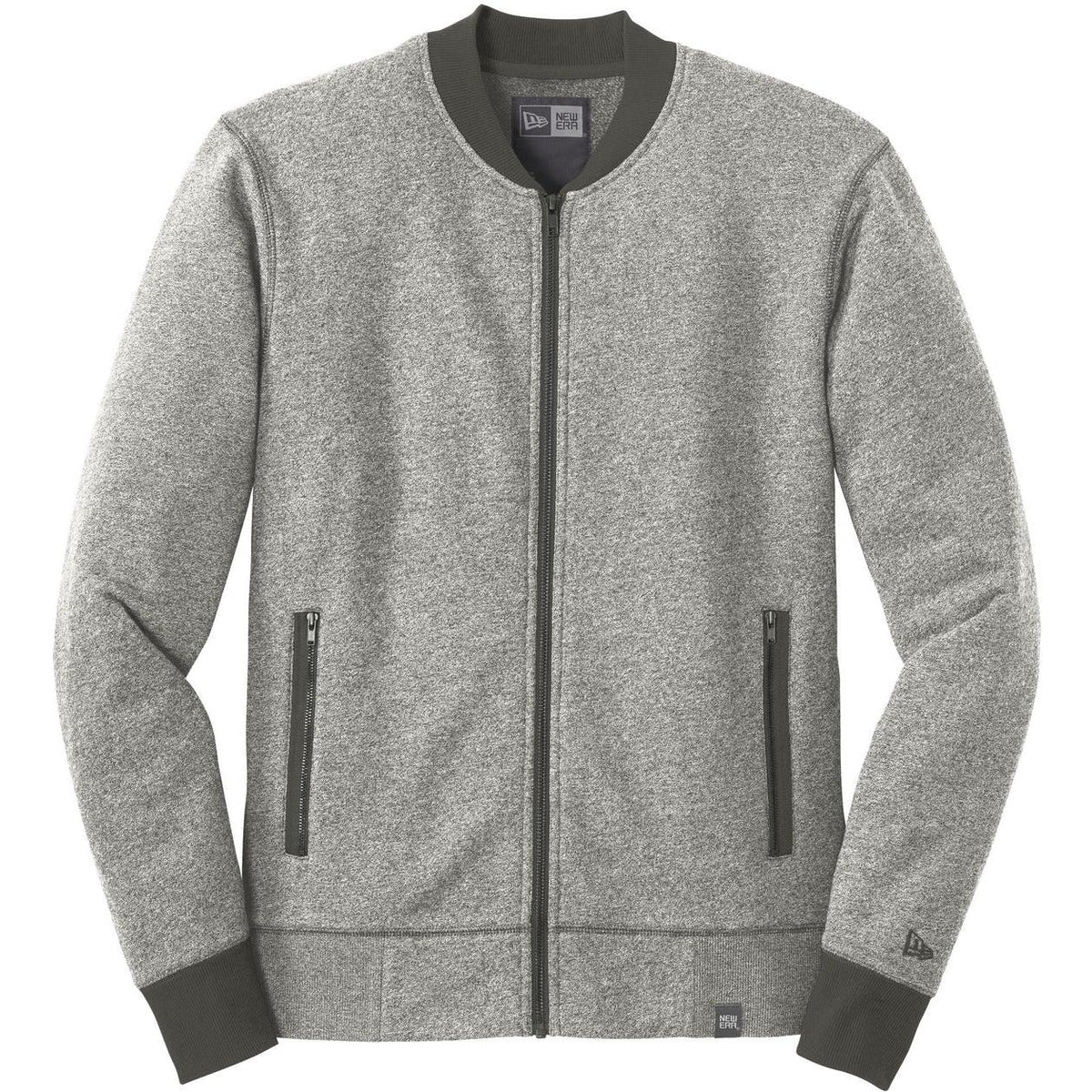 no-logo New Era French Terry Baseball Full-Zip-Full Zips-New Era-Light Graphite Twist/Graphite-S-Thread Logic