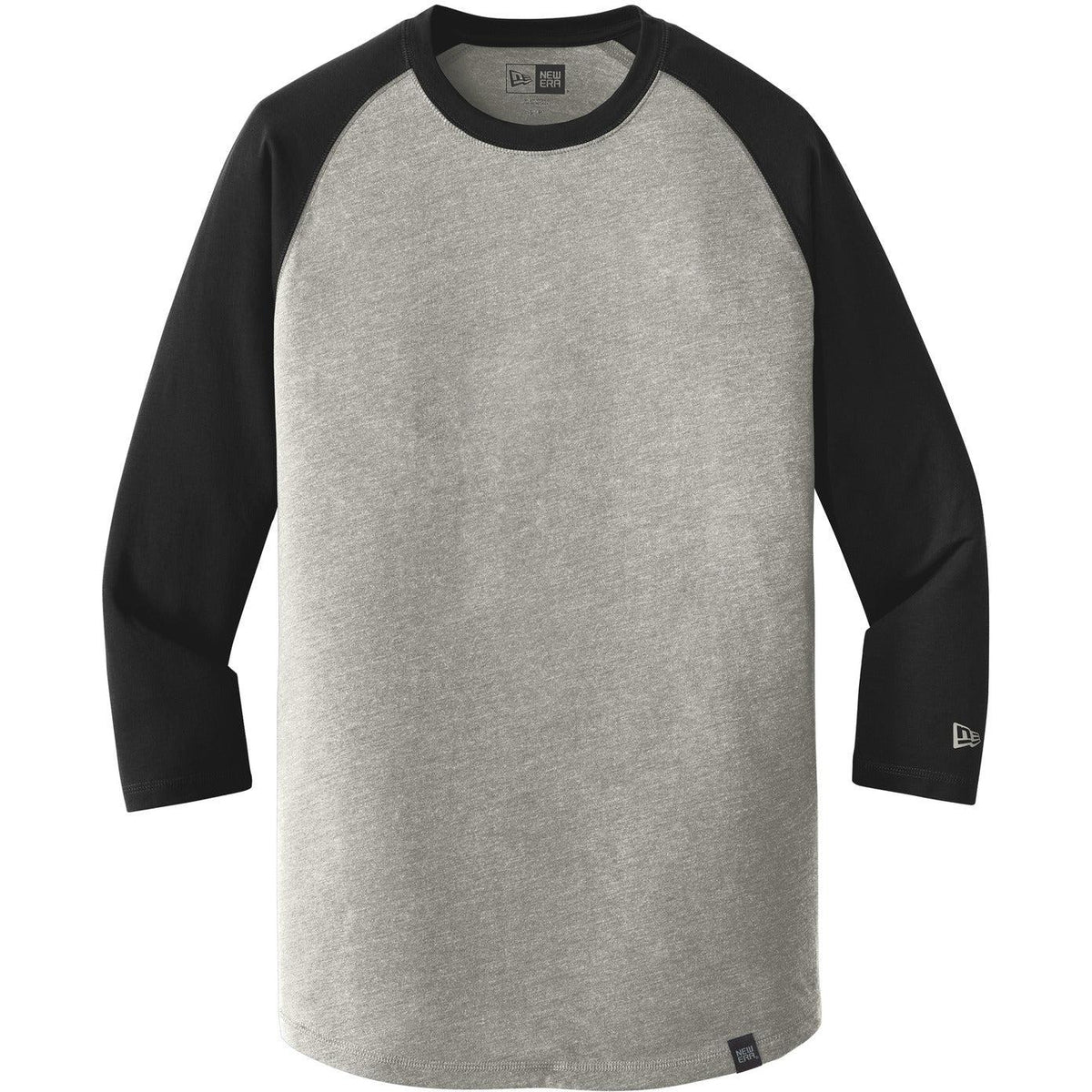 no-logo New Era Heritage 3/4-Sleeve Baseball Raglan Tee-Regular-New Era-Black/Rainstorm Grey Heather-S-Thread Logic