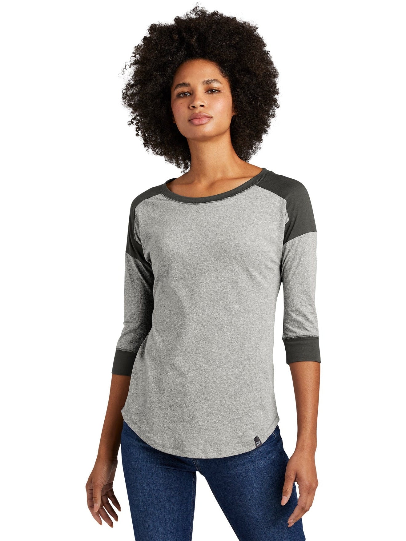 no-logo New Era Ladies Heritage 3/4-Sleeve Baseball Raglan Tee-Regular-New Era-Thread Logic
