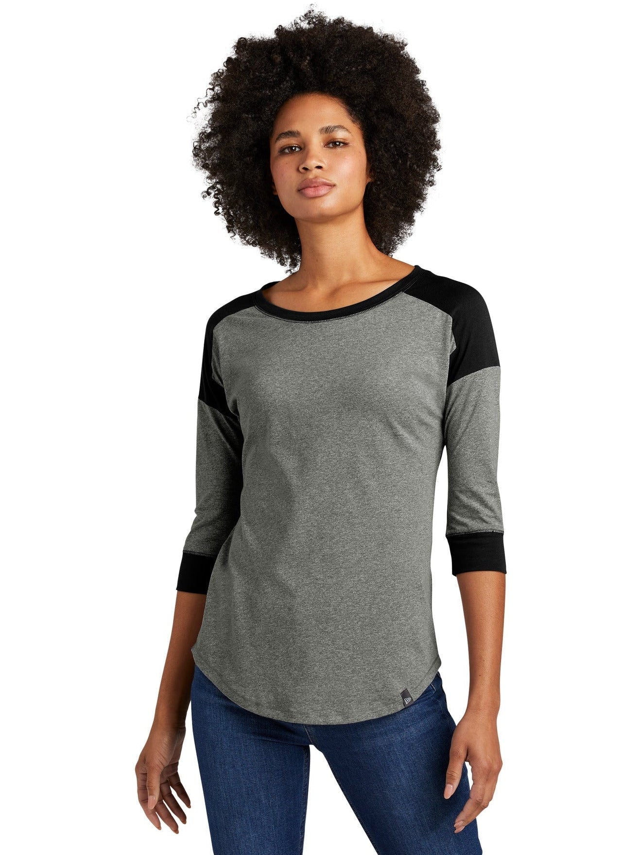 no-logo New Era Ladies Heritage 3/4-Sleeve Baseball Raglan Tee-Regular-New Era-Thread Logic