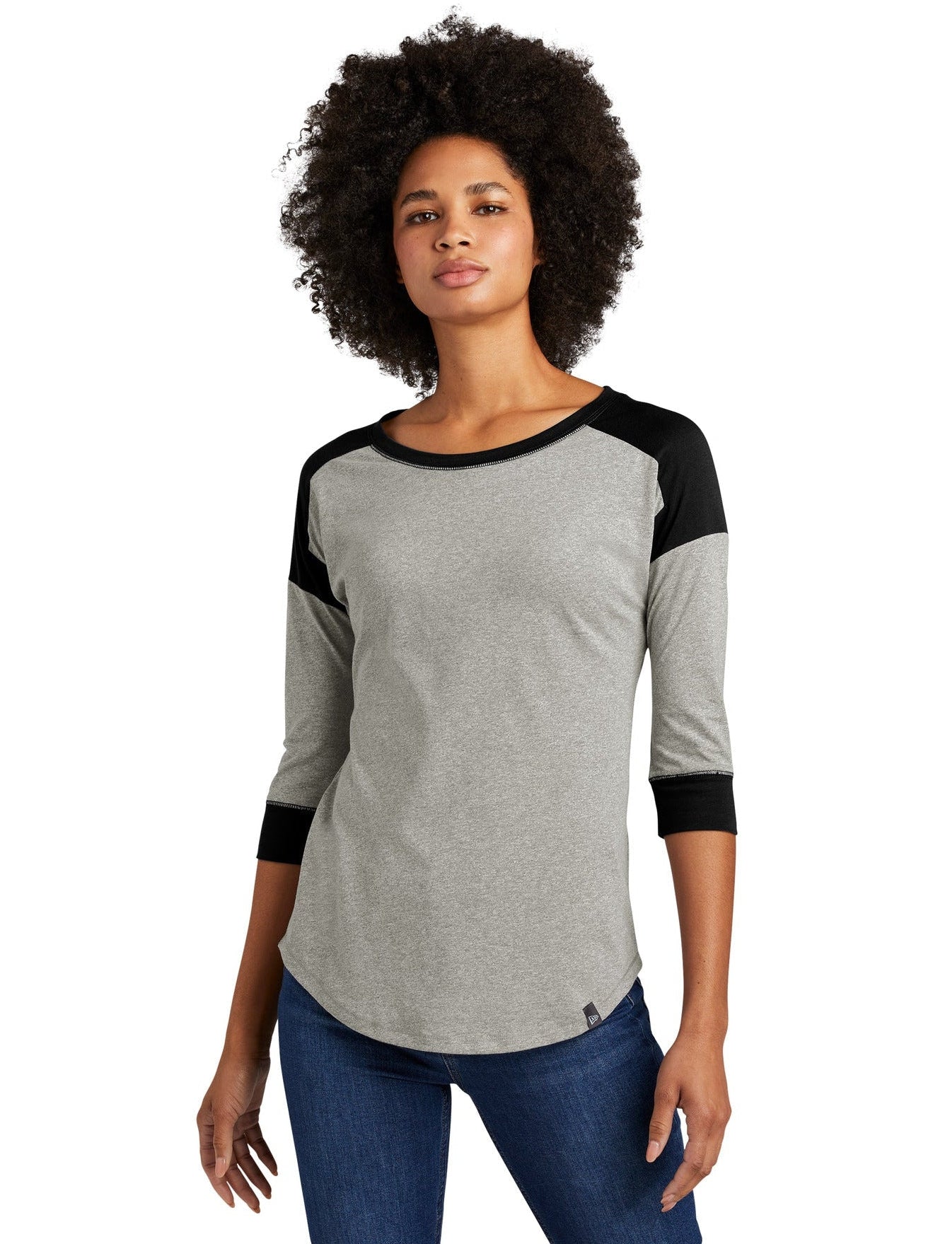 no-logo New Era Ladies Heritage 3/4-Sleeve Baseball Raglan Tee-Regular-New Era-Thread Logic