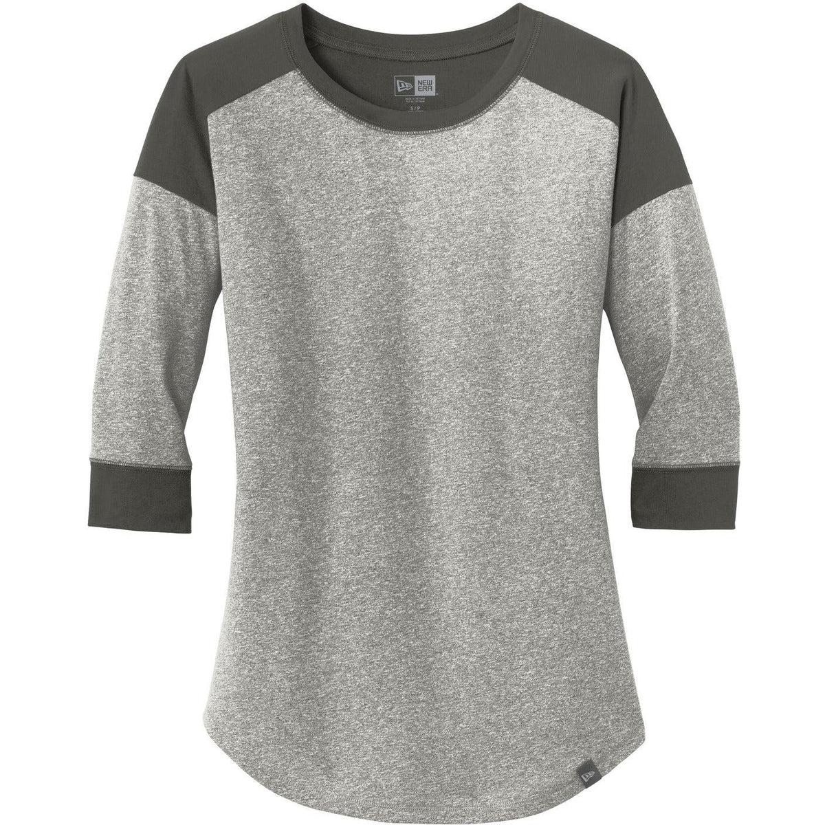 no-logo New Era Women's Heritage 3/4-Sleeve Baseball Raglan Tee-Regular-New Era-Graphite/Light Graphite Twist-XS-Thread Logic