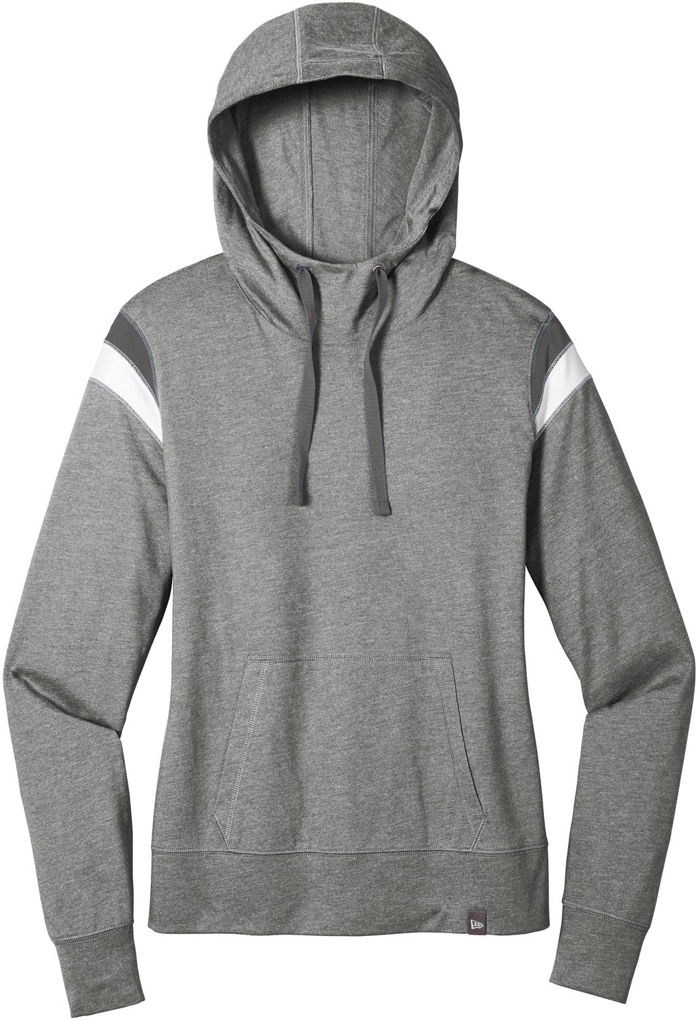 No-Logo CLOSEOUT - New Era Ladies Heritage Blend Varsity Hoodie-Hoodies-New Era-Shadow Grey Heather/Graphite/White-XS-Thread Logic
