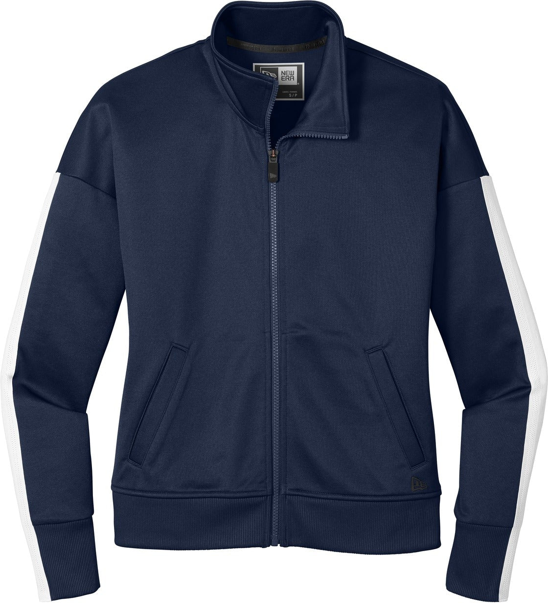 No-Logo CLOSEOUT - New Era Ladies Track Jacket-Active-New Era-True Navy/White-XS-Thread Logic