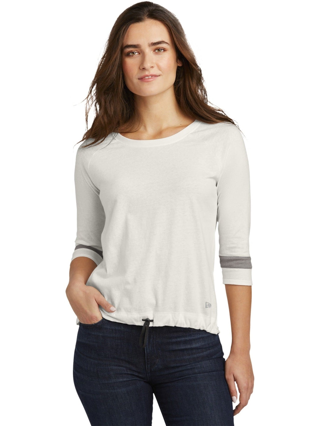 no-logo New Era Ladies Tri-Blend 3/4-Sleeve Tee-Regular-New Era-Thread Logic