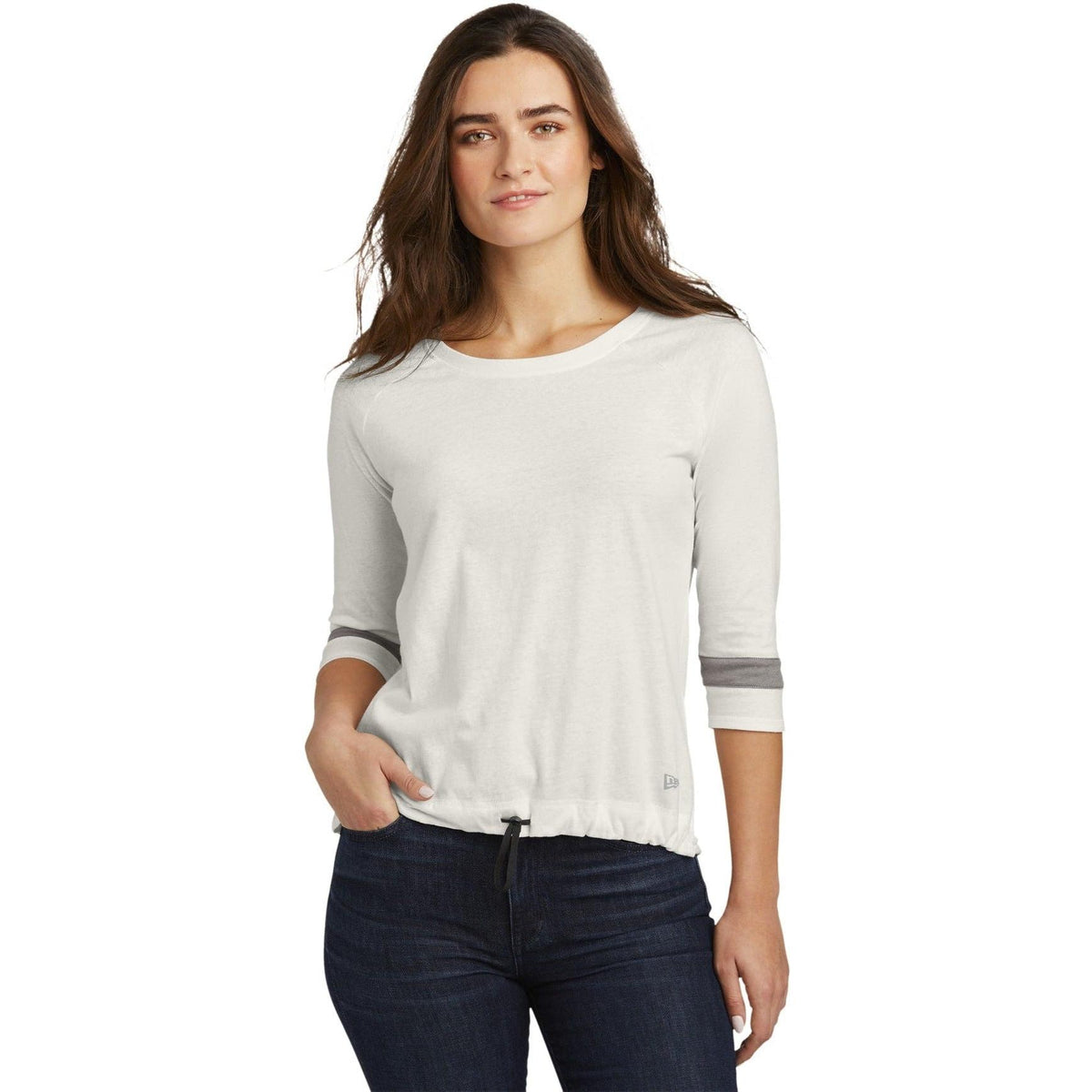 no-logo New Era Ladies Tri-Blend 3/4-Sleeve Tee-Regular-New Era-Thread Logic