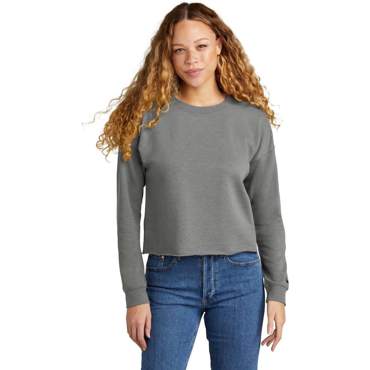 no-logo New Era Ladies Tri-Blend Fleece Crop Crew-New-New Era-Thread Logic