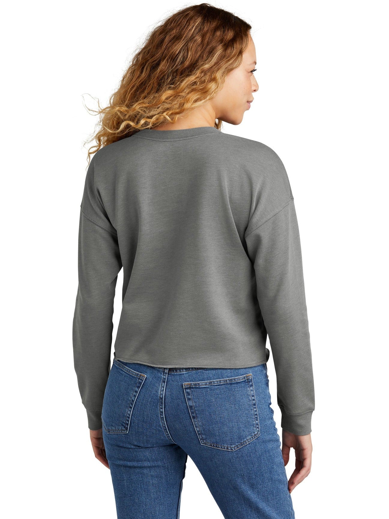 no-logo New Era Ladies Tri-Blend Fleece Crop Crew-New-New Era-Thread Logic