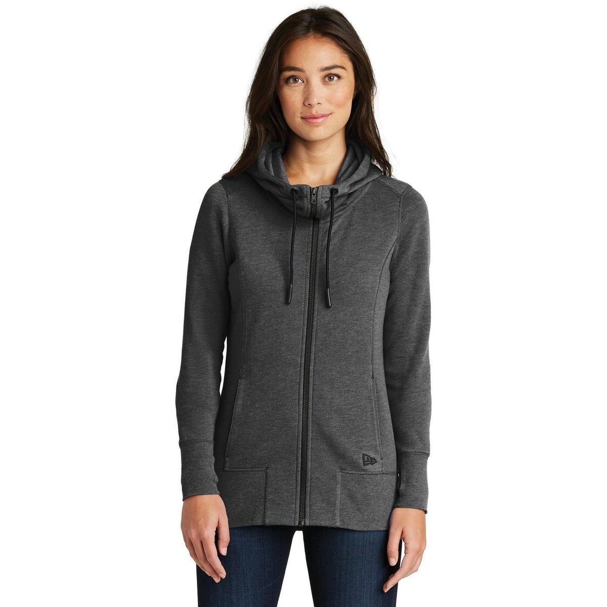 no-logo New Era Women's Tri-Blend Fleece Full-Zip Hoodie-Full Zips-New Era-Thread Logic