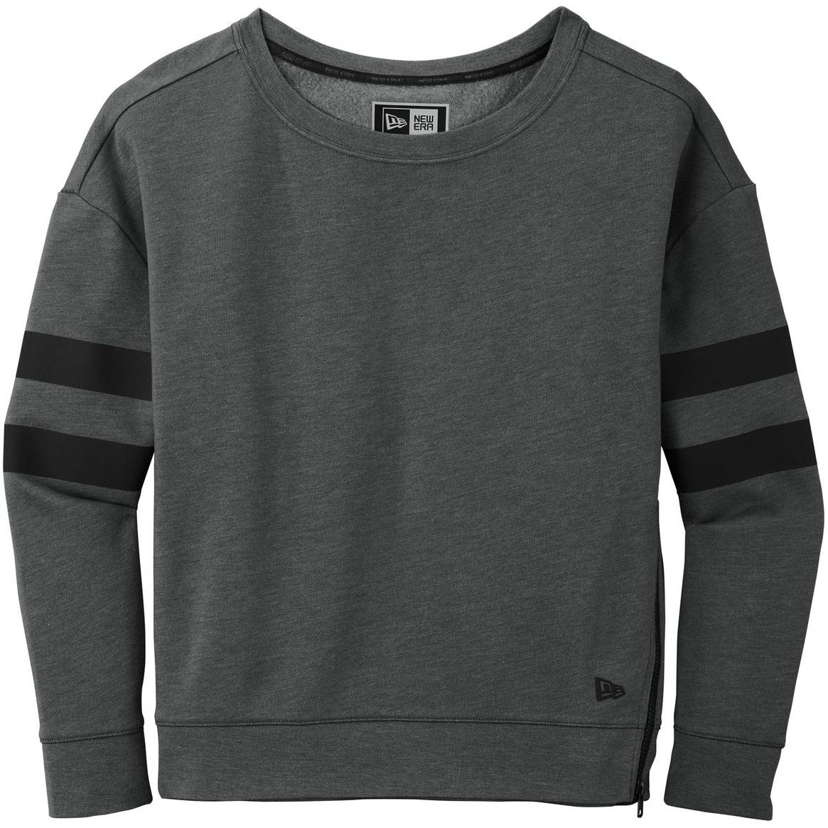 no-logo CLOSEOUT - New Era Ladies Tri-Blend Fleece Varsity Crew-Crewnecks-New Era-Black Heather-S-Thread Logic
